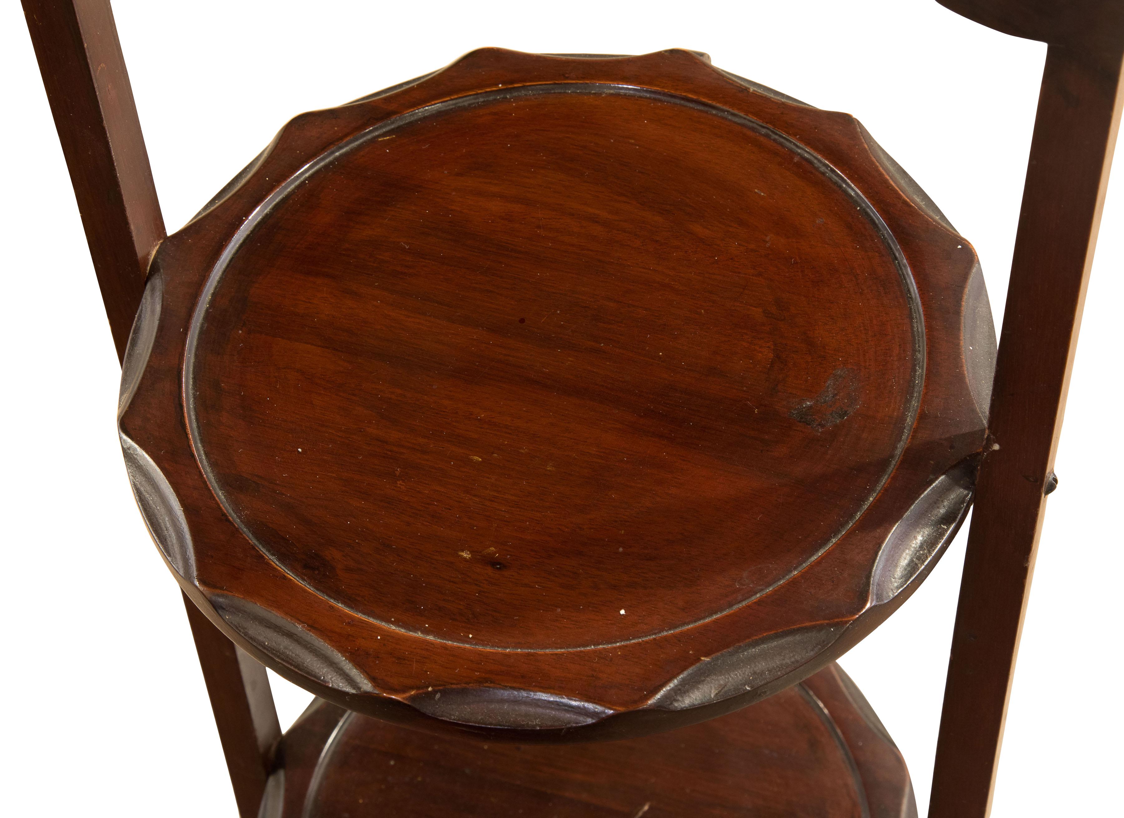 20th Century Mahogany Three Tier Folding Cake Stand, circa 1925
