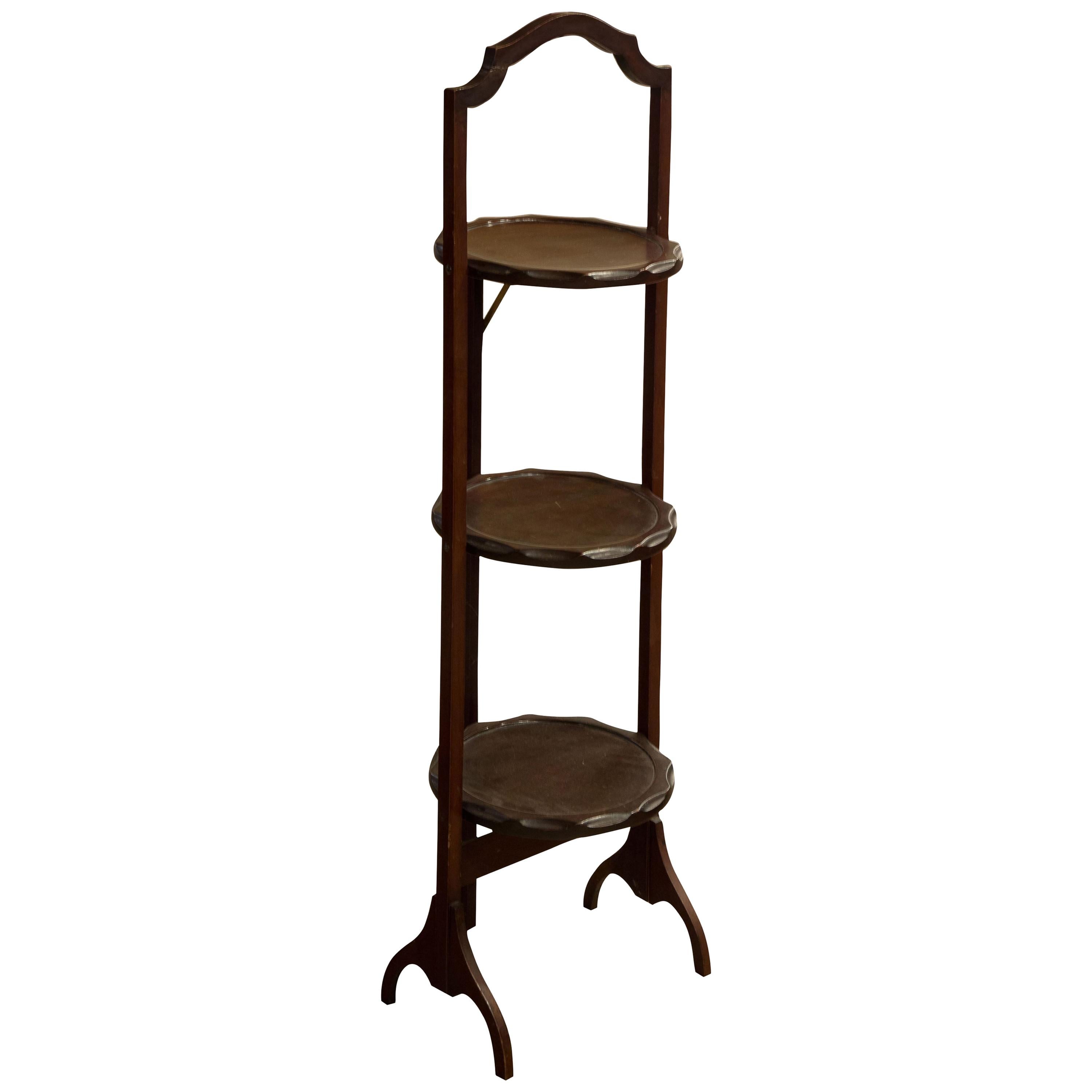 Mahogany Three Tier Folding Cake Stand, circa 1925