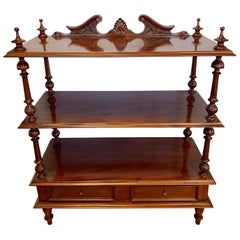 Mahogany Three-Tiered Étagère Server Shelves Butlers Cart