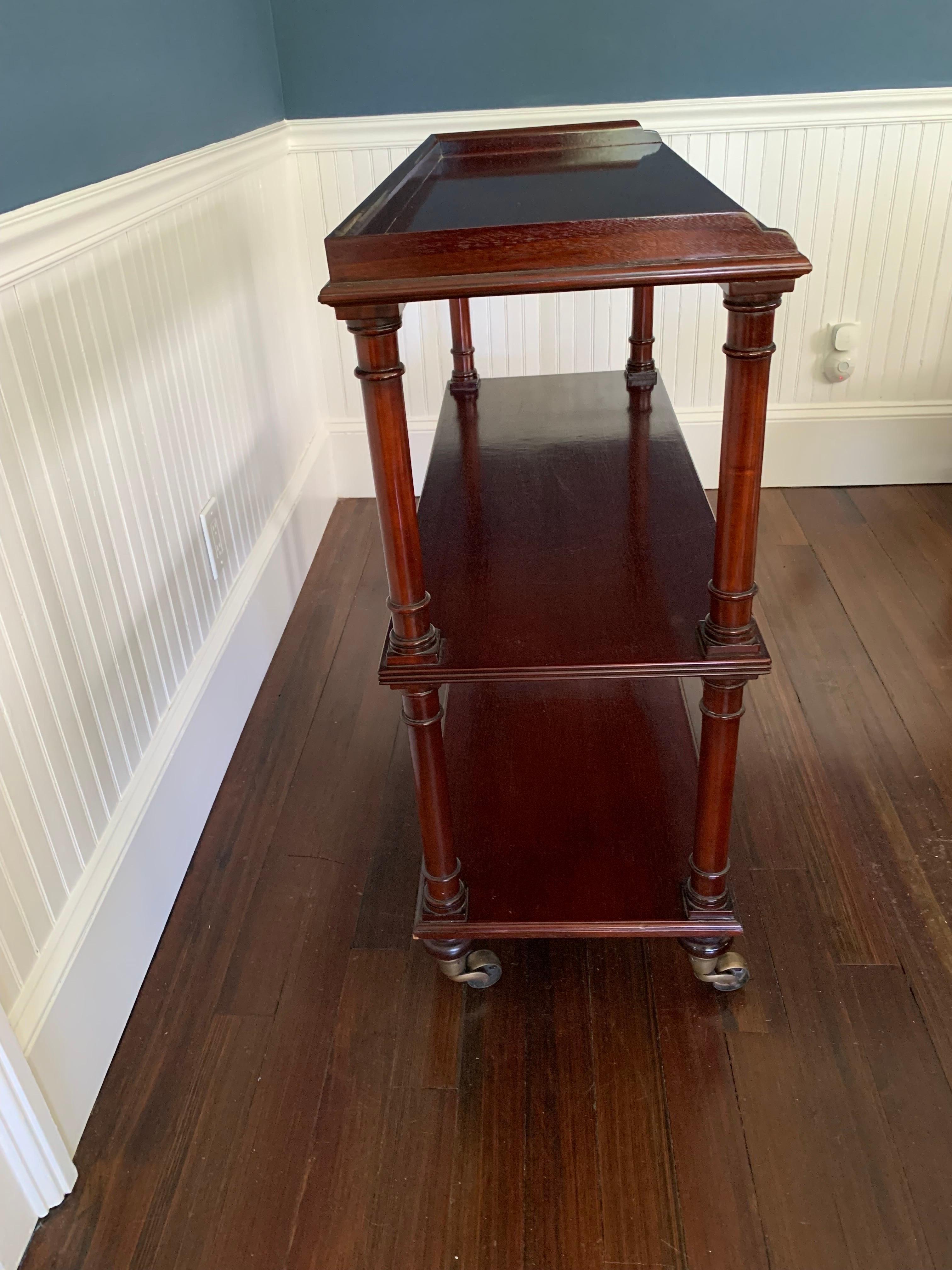 American Mahogany Tiered Bar Cart
