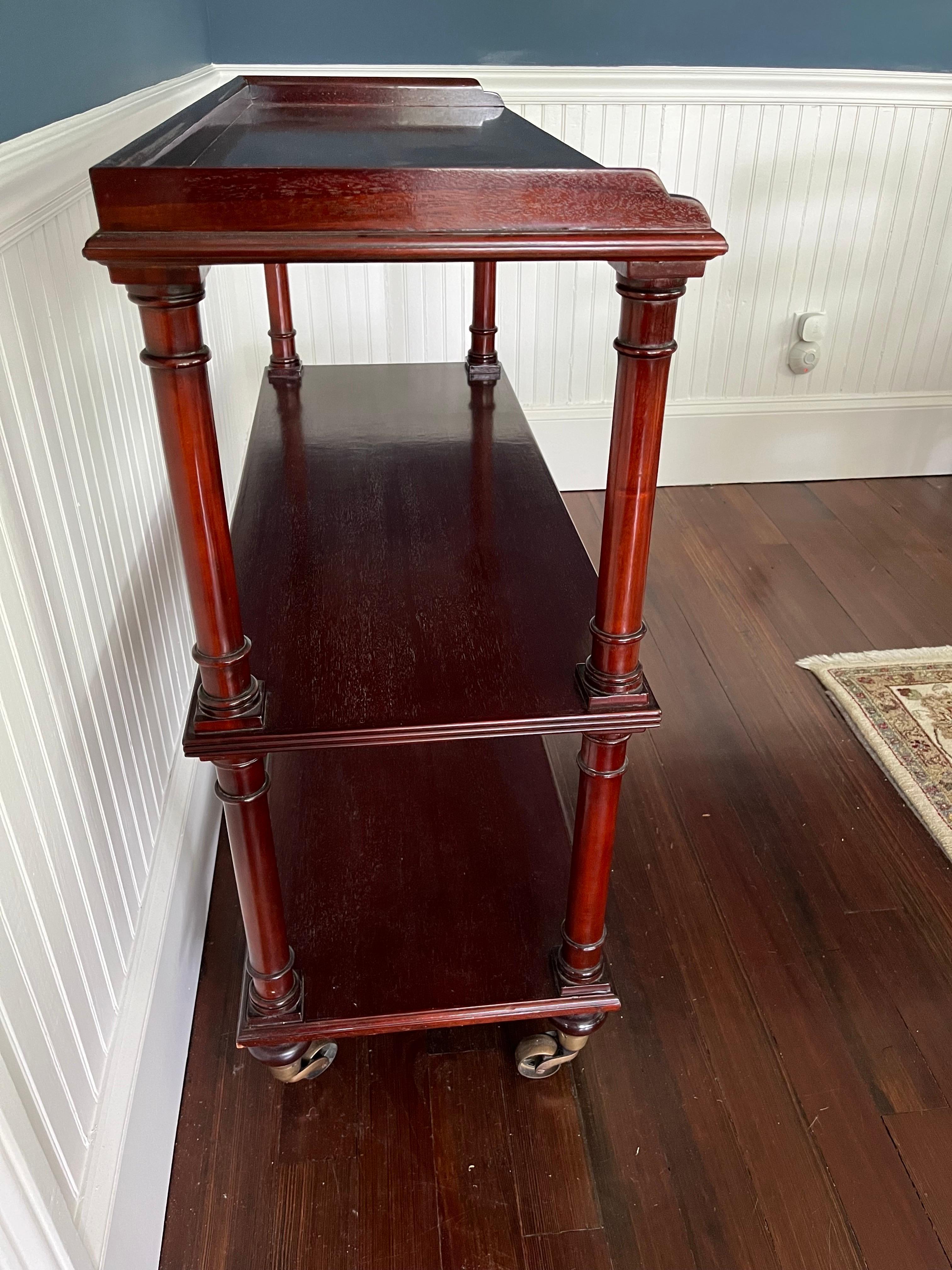 Mahogany Tiered Bar Cart 1