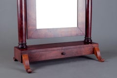 Mahogany tilting mirror with pull-out drawer, Denmark. Approximately 1900.