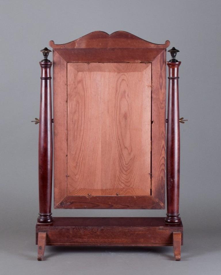 Mirror Mahogany tilting mirror with pull-out drawer, Denmark. Approximately 1900. For Sale