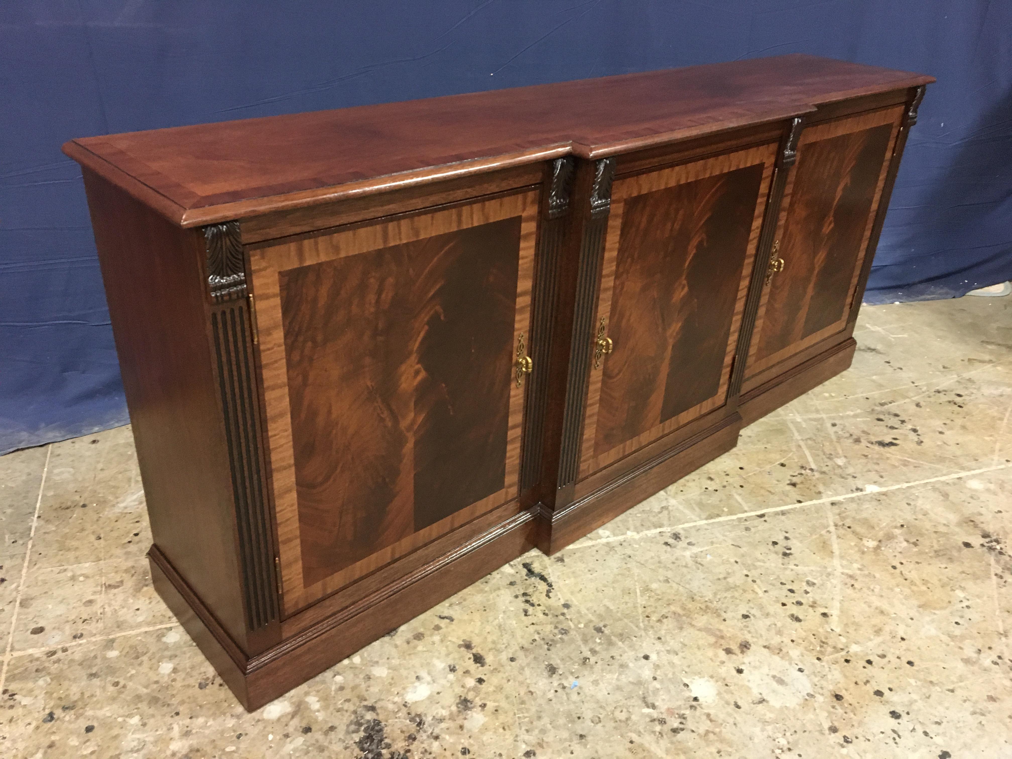 Georgian Mahogany Traditional Three-Door Buffet Credenza by Leighton Hall For Sale