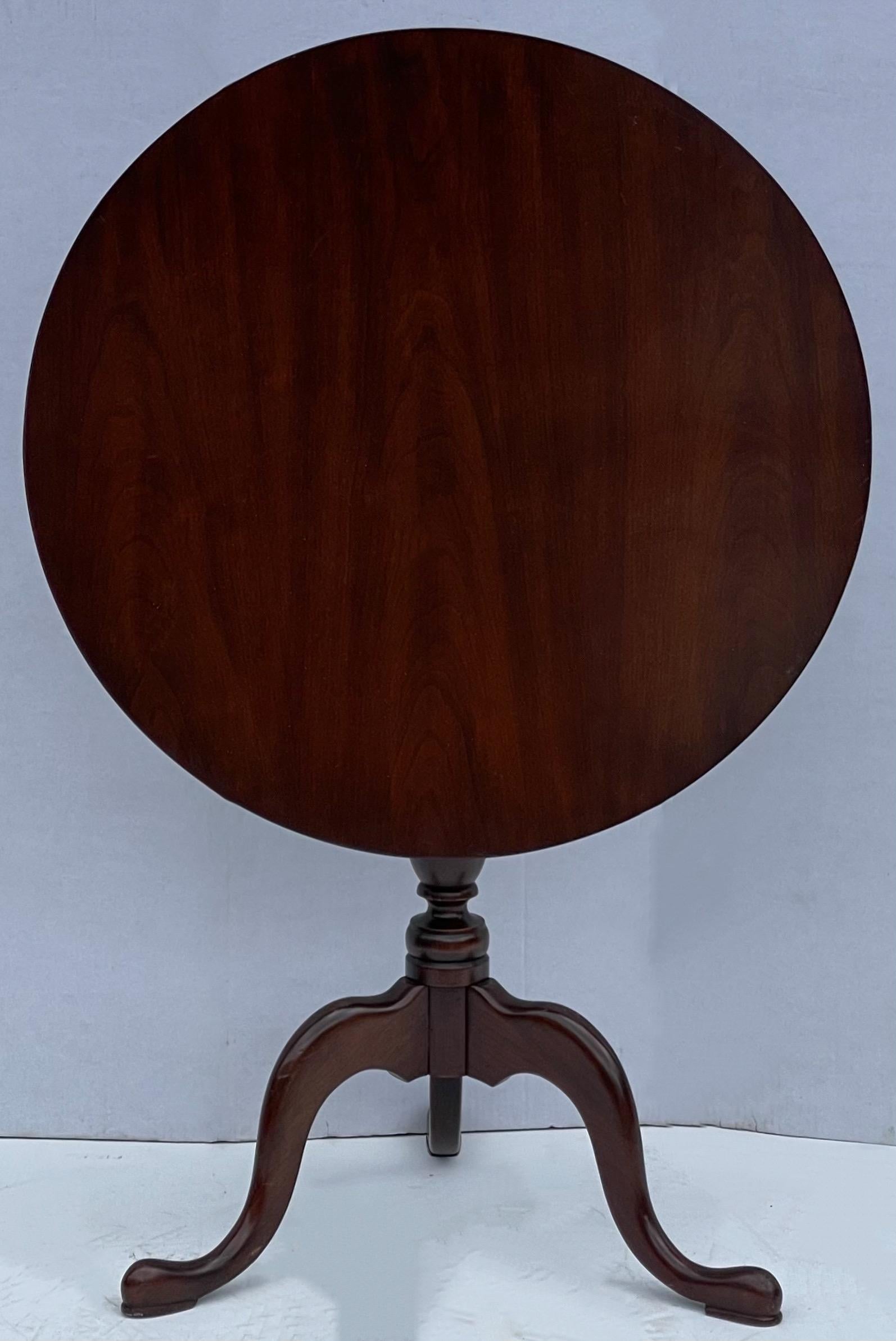 Mahogany Tripod Tilt Top Side Tables by Baker Furniture for Hitchcock Pair 1