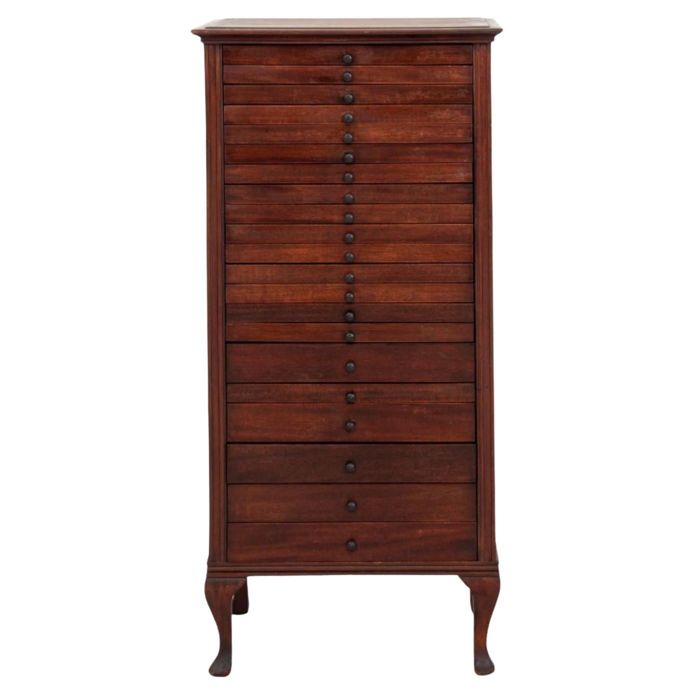 Mahogany Twenty-one Drawer Sheet Music Cabinet For Sale