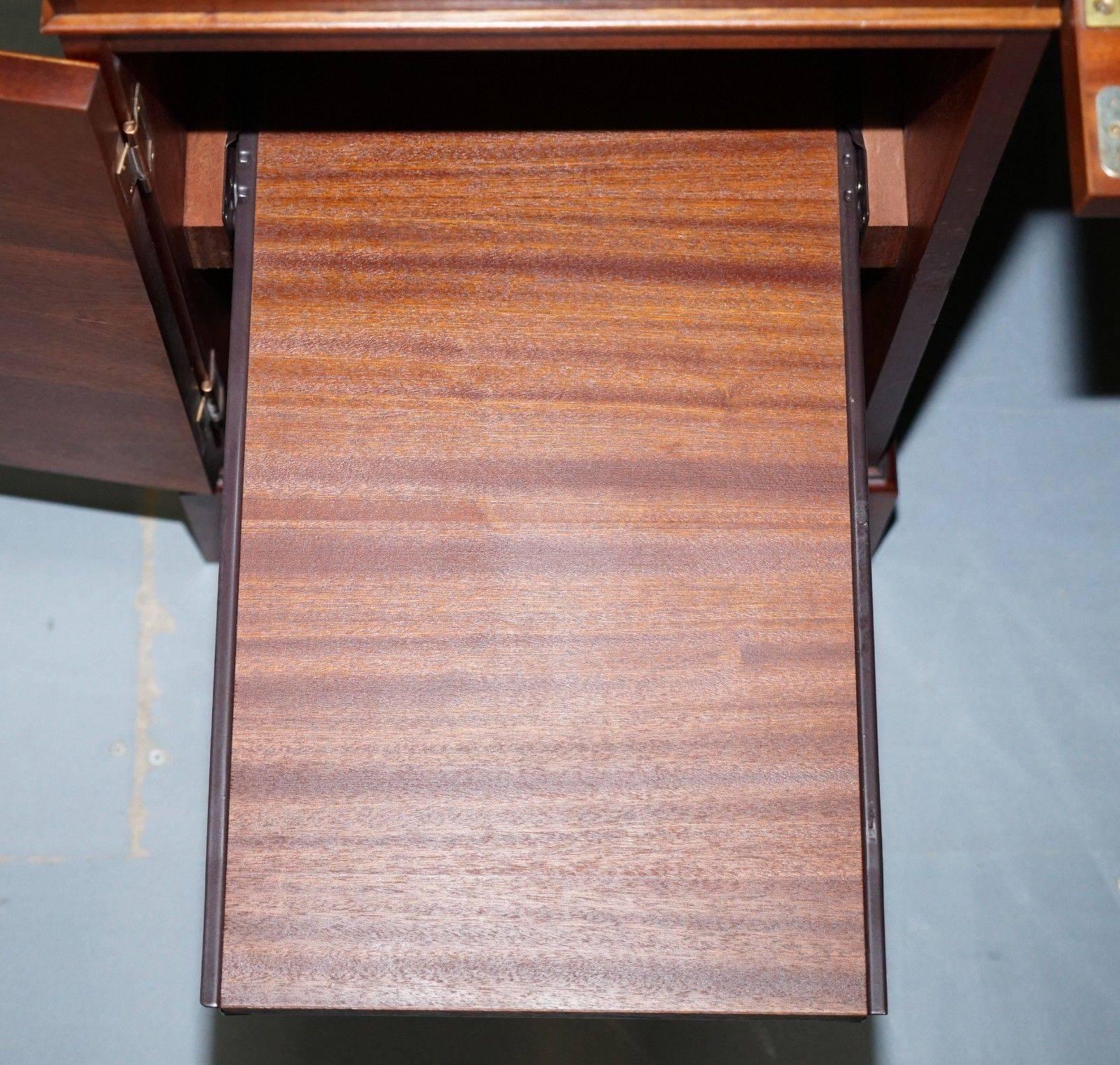 Hardwood Twin Pedestal Partner Desk Leather Top Designed to House Computer 2