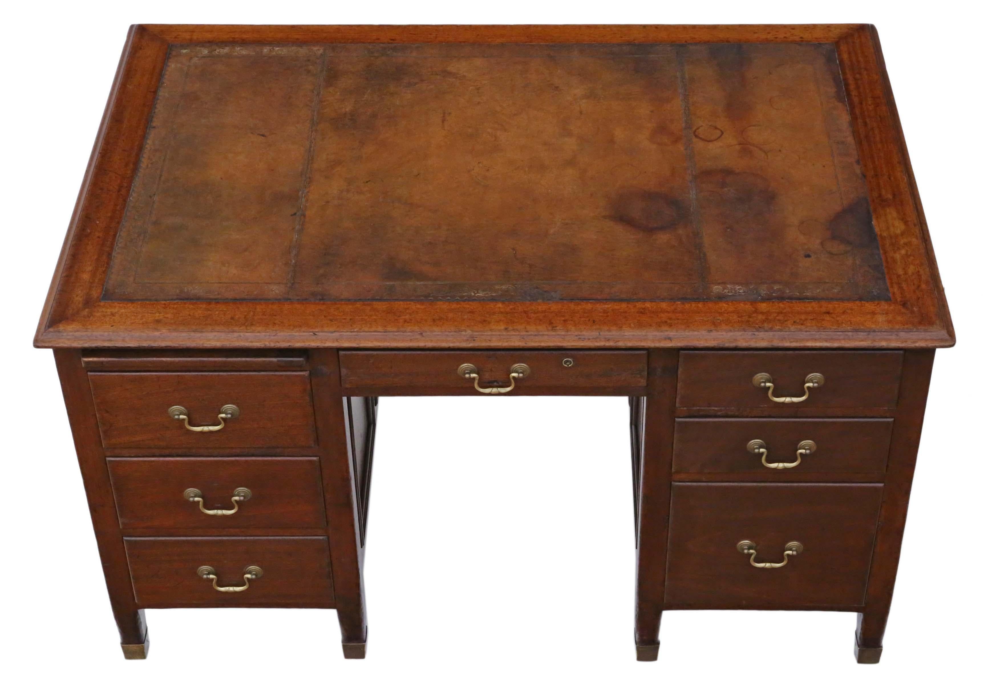 Victorian Mahogany Twin Pedestal Partner's Desk of Antique Quality from the 1920s For Sale