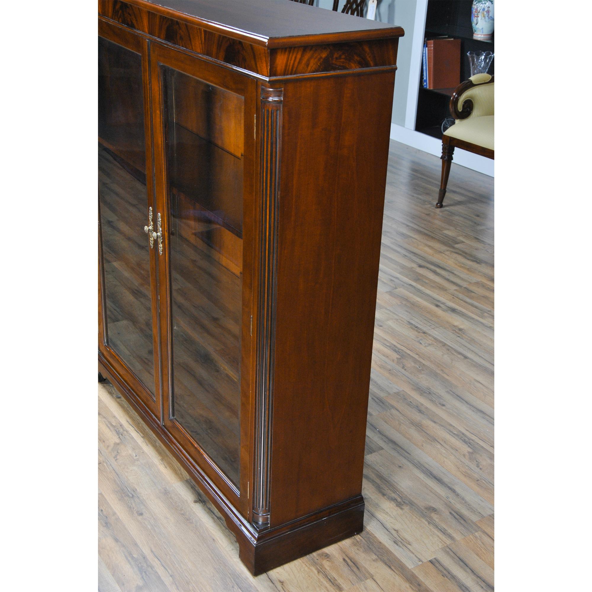 Glass Mahogany Two Door Bookcase For Sale