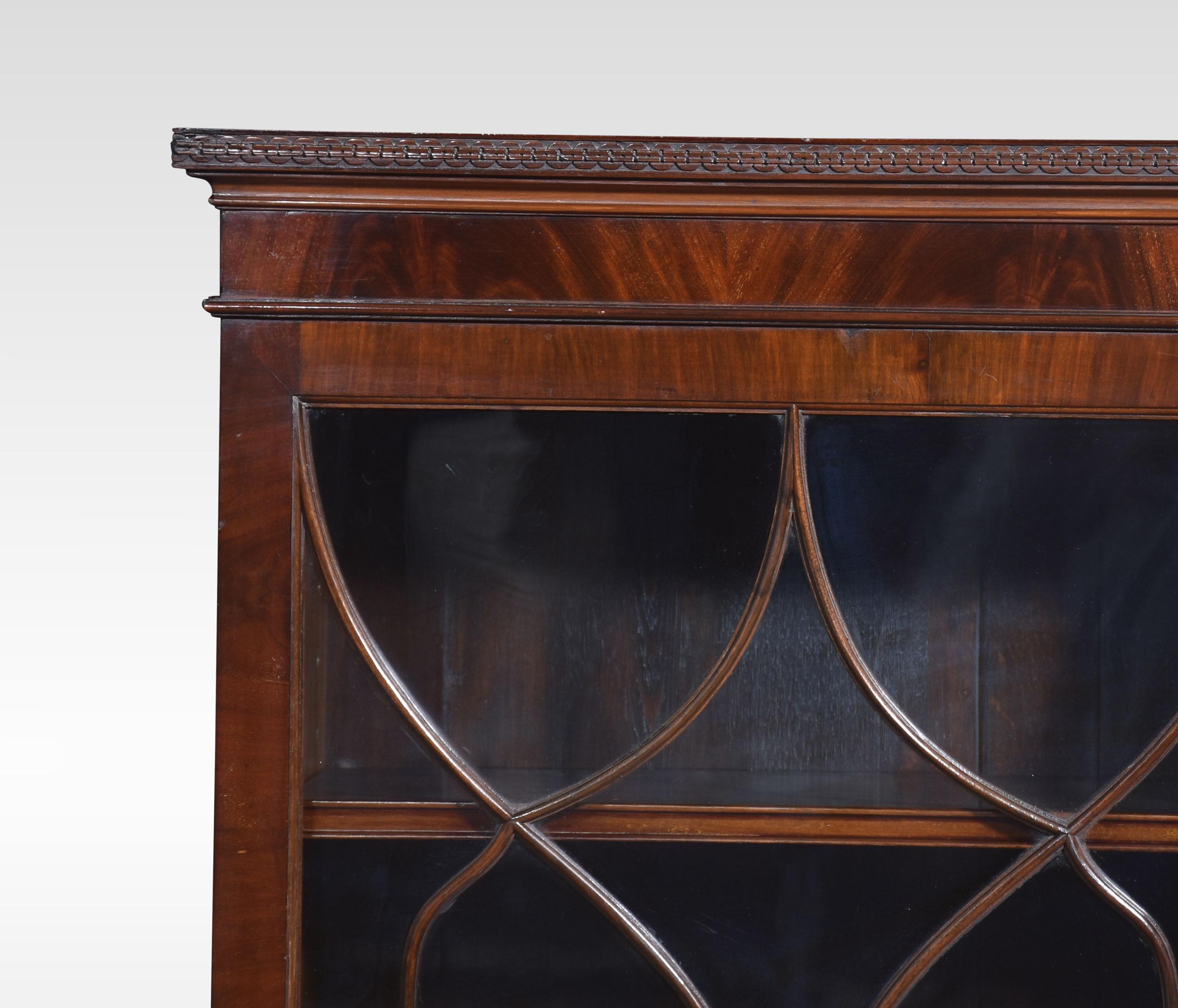 British Mahogany two door glazed bookcase For Sale