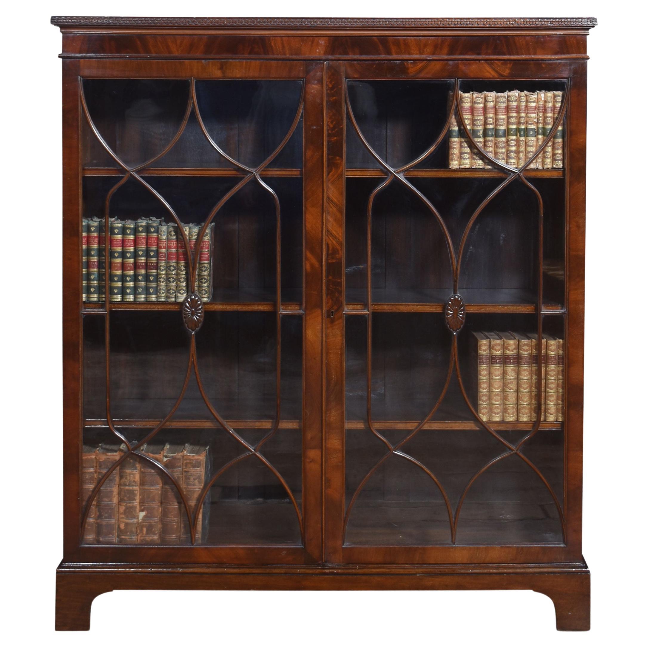 Mahogany two door glazed bookcase