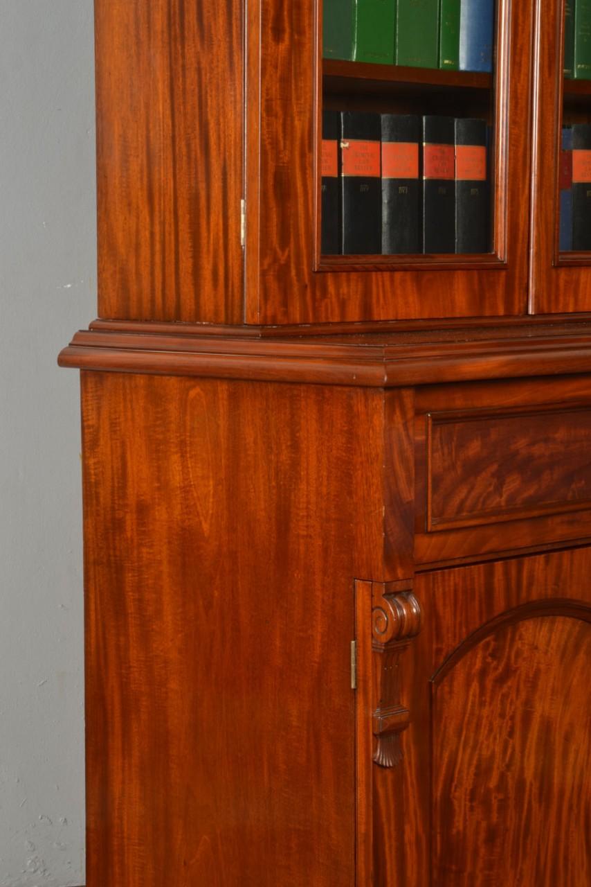 19th Century Mahogany Two-Door Secretaire Bookcase