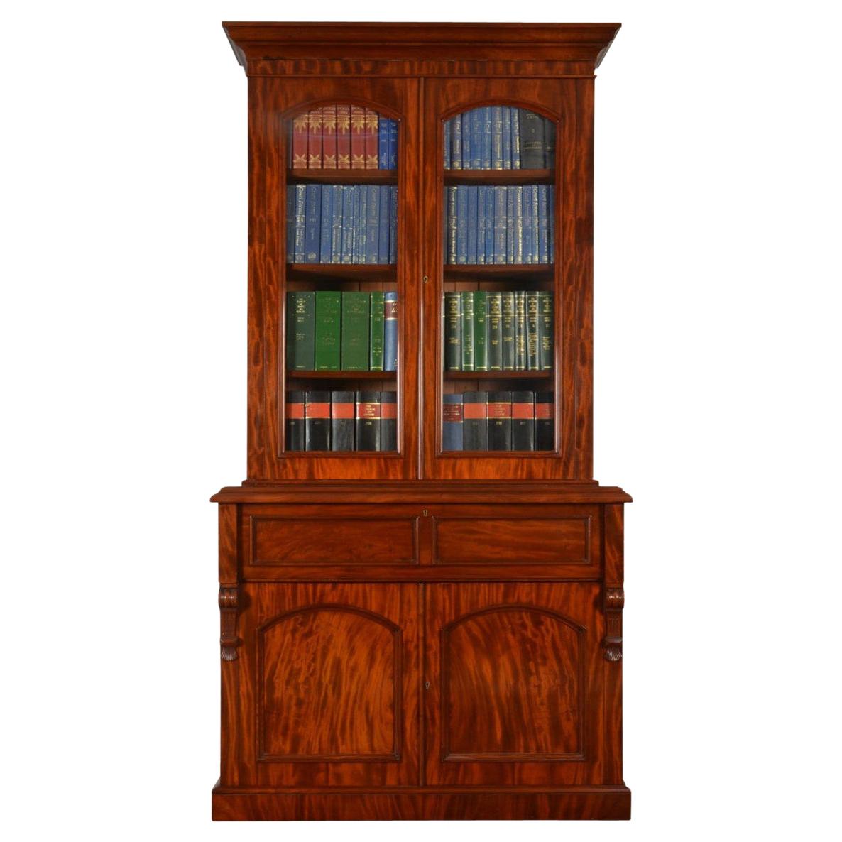 Mahogany Two-Door Secretaire Bookcase