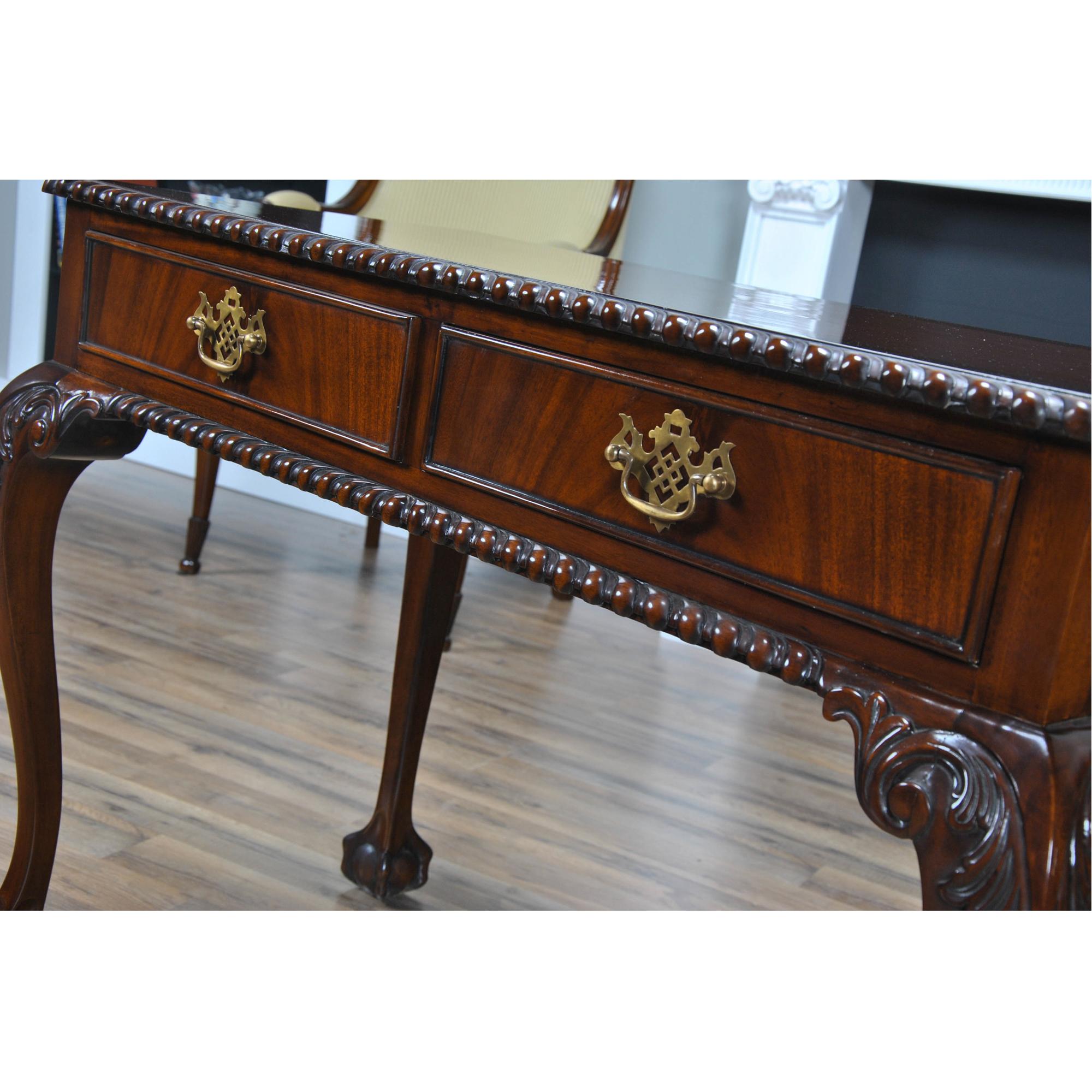 Chippendale Mahogany Two Drawer Console  For Sale