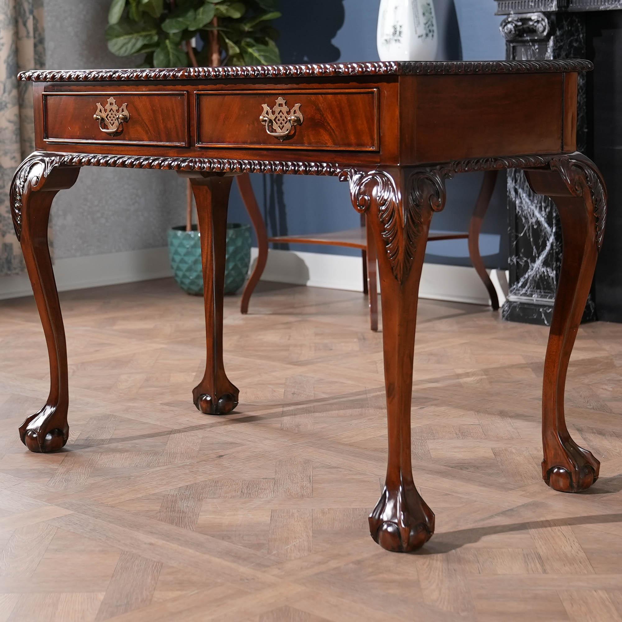 Chippendale Mahogany Two Drawer Console For Sale