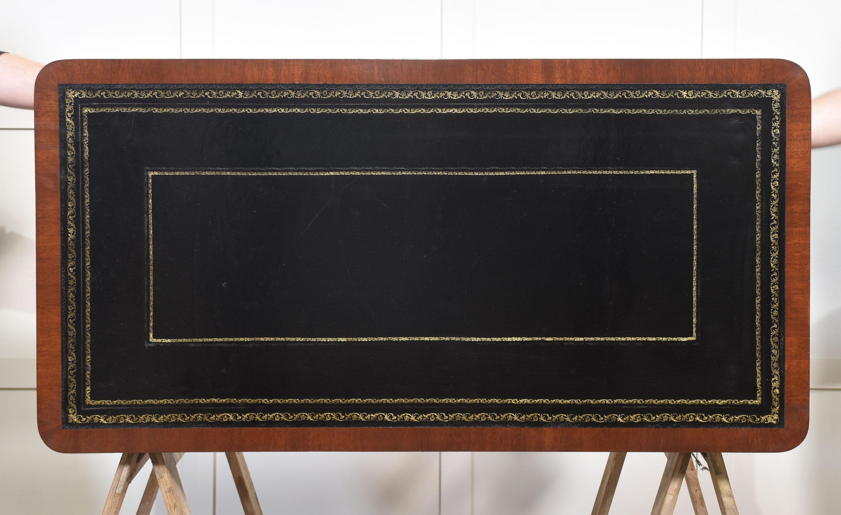 Mahogany two drawer writing table For Sale 7