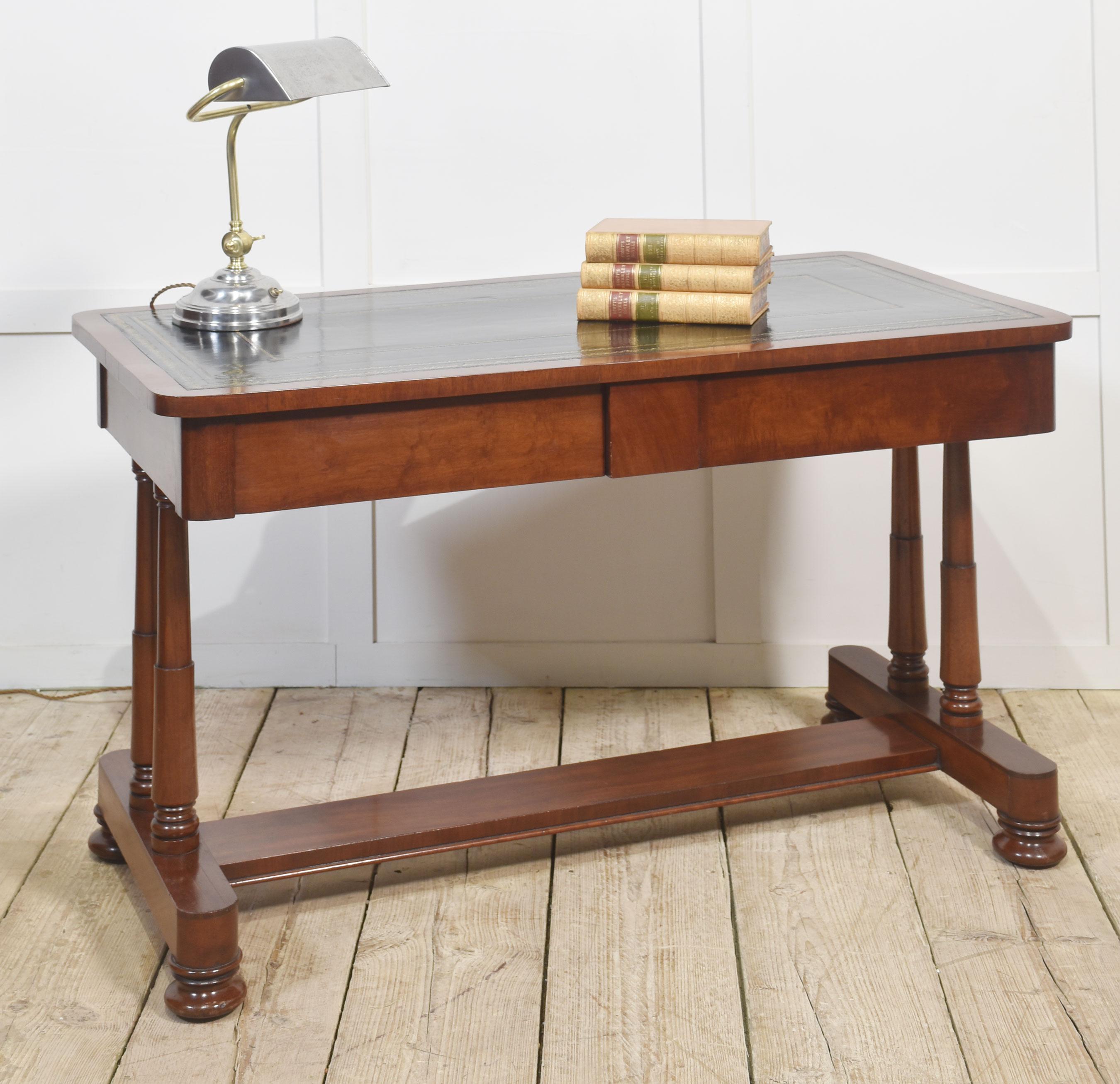 British Mahogany two drawer writing table For Sale