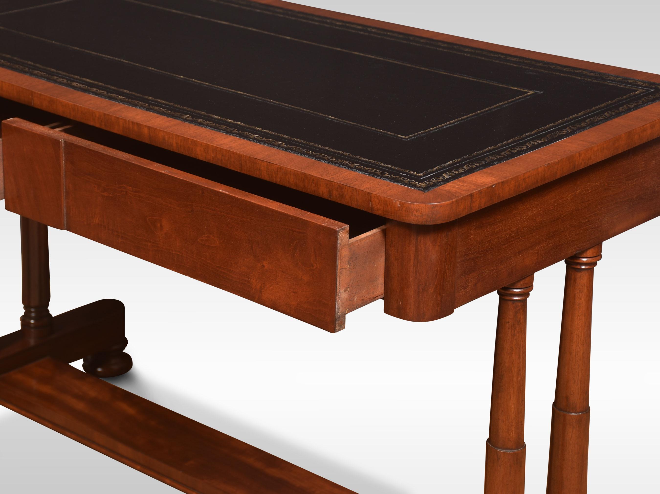 Wood Mahogany Two Drawer Writing Table For Sale