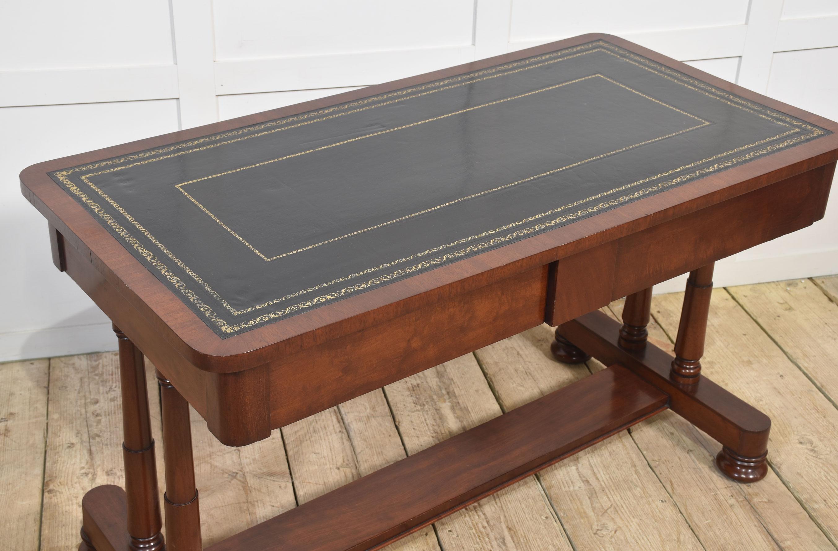 Wood Mahogany two drawer writing table For Sale