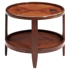 Table d'appoint circulaire à deux niveaux en acajou par Louis Majorelle