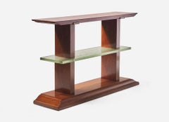Mahogany Two Tier Console Attributed to Maison Dominique