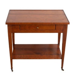 Mahogany Two Tier Side Table With Drawer on Casters, Signed David Iatesta