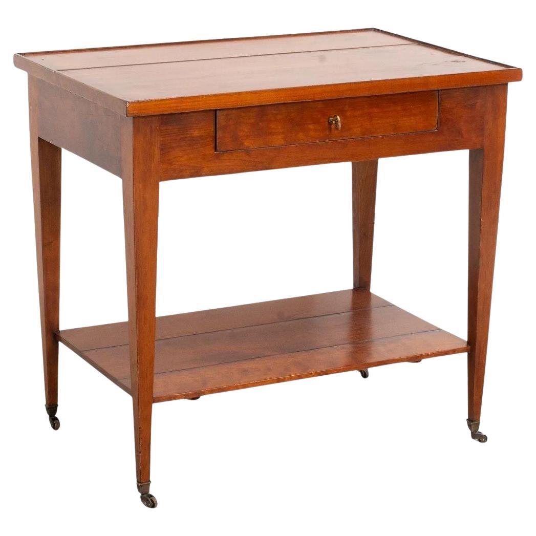 Mahogany Two Tier Side Table With Drawer on Casters, Signed David Iatesta