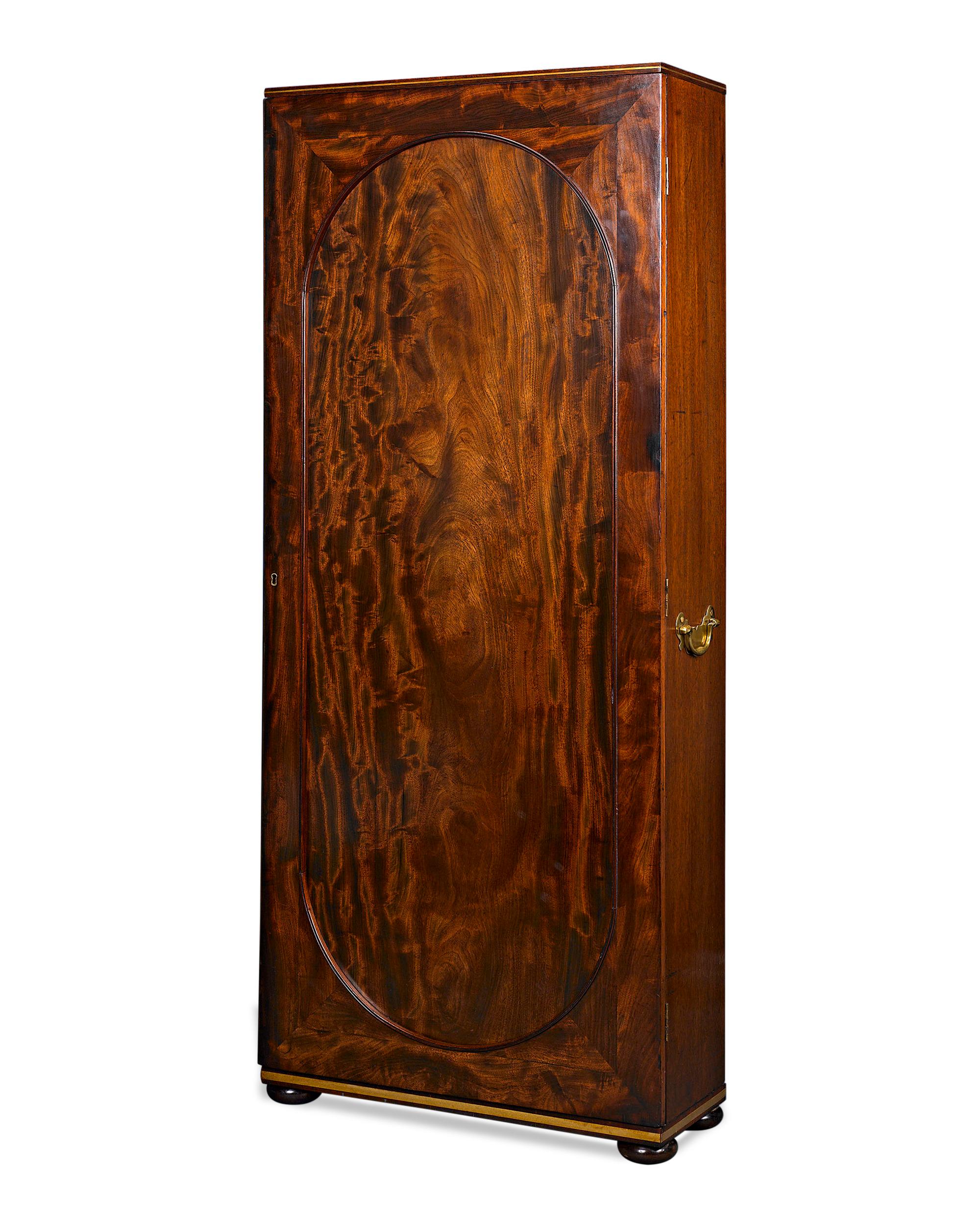 Mahogany Upright Cane Cabinet In Excellent Condition For Sale In New Orleans, LA