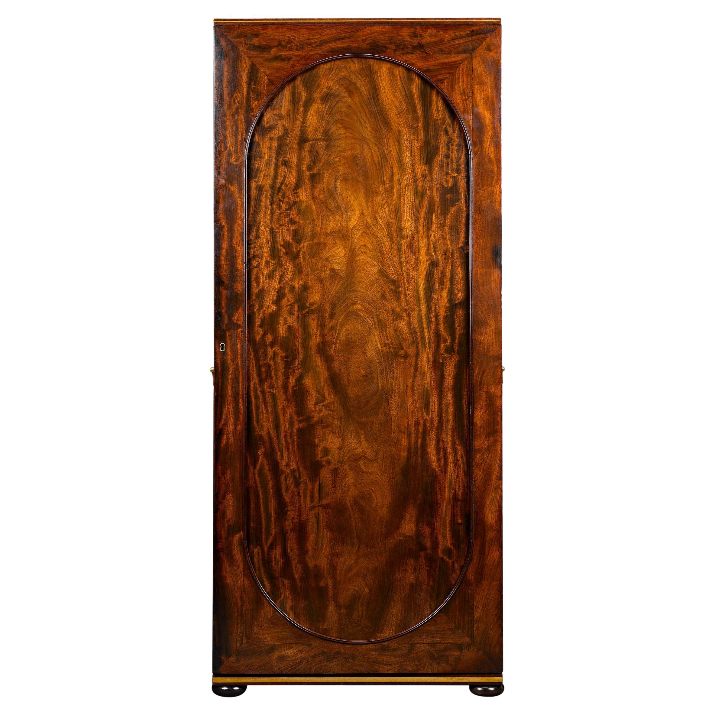 Mahogany Upright Cane Cabinet For Sale