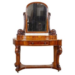 Vintage Elegant Mahogany Vanity Table in Light Brown From the Late 19th Century