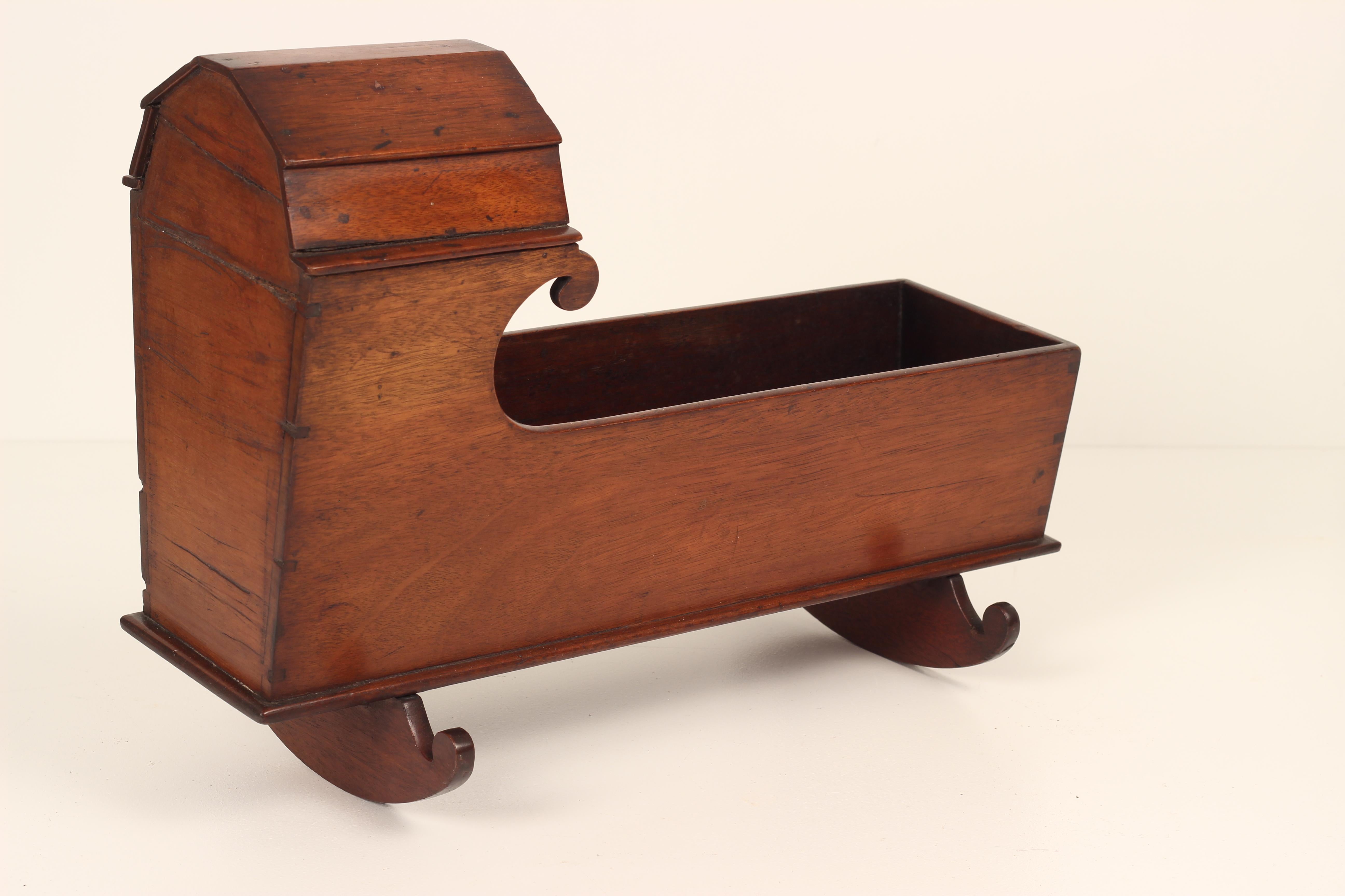 English Mahogany Victorian 19th Century Minature or Apprentice Piece Crib/Cott