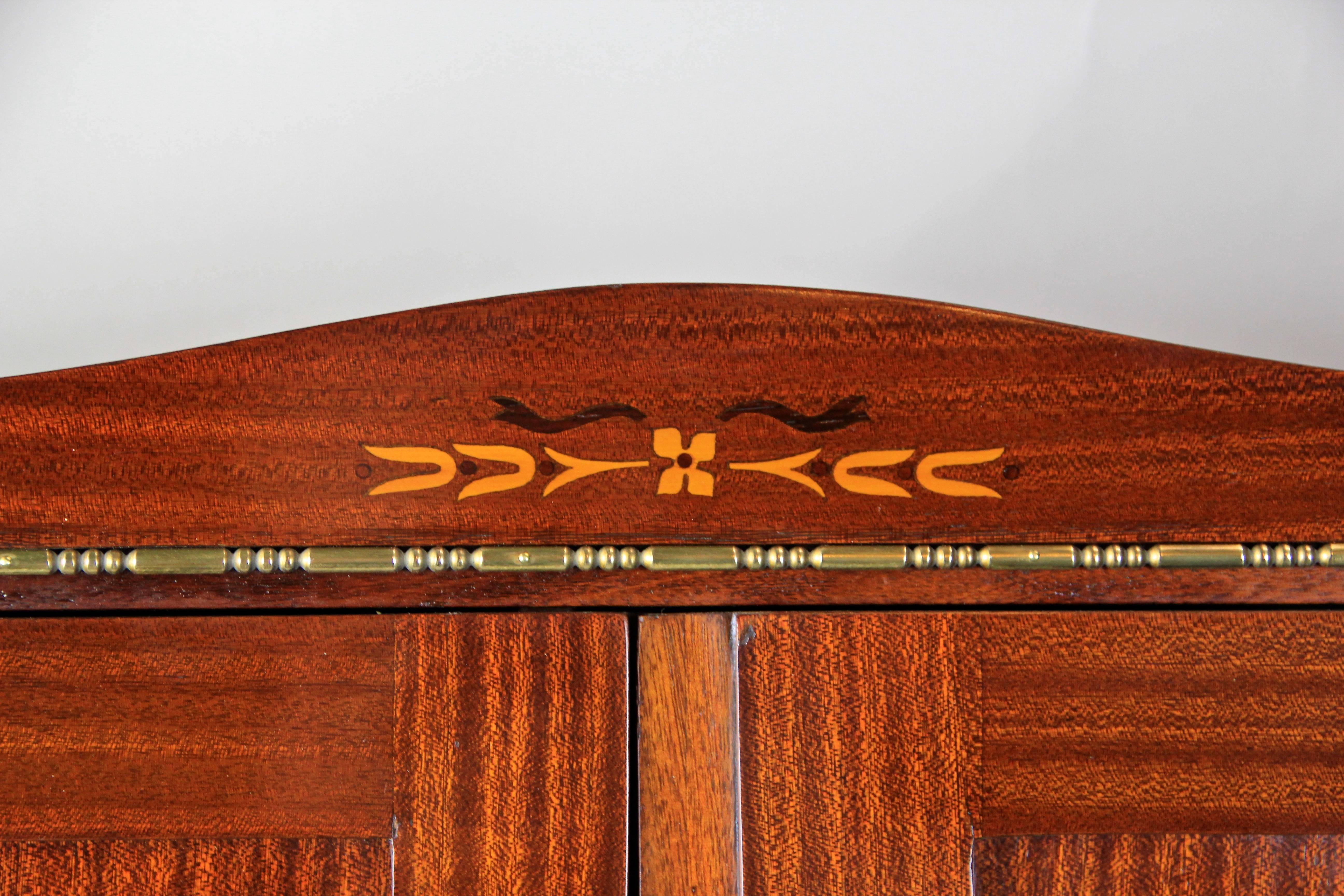20th Century Mahogany Wall Cabinet with Two Drawers Art Nouveau, Austria, circa 1910 For Sale