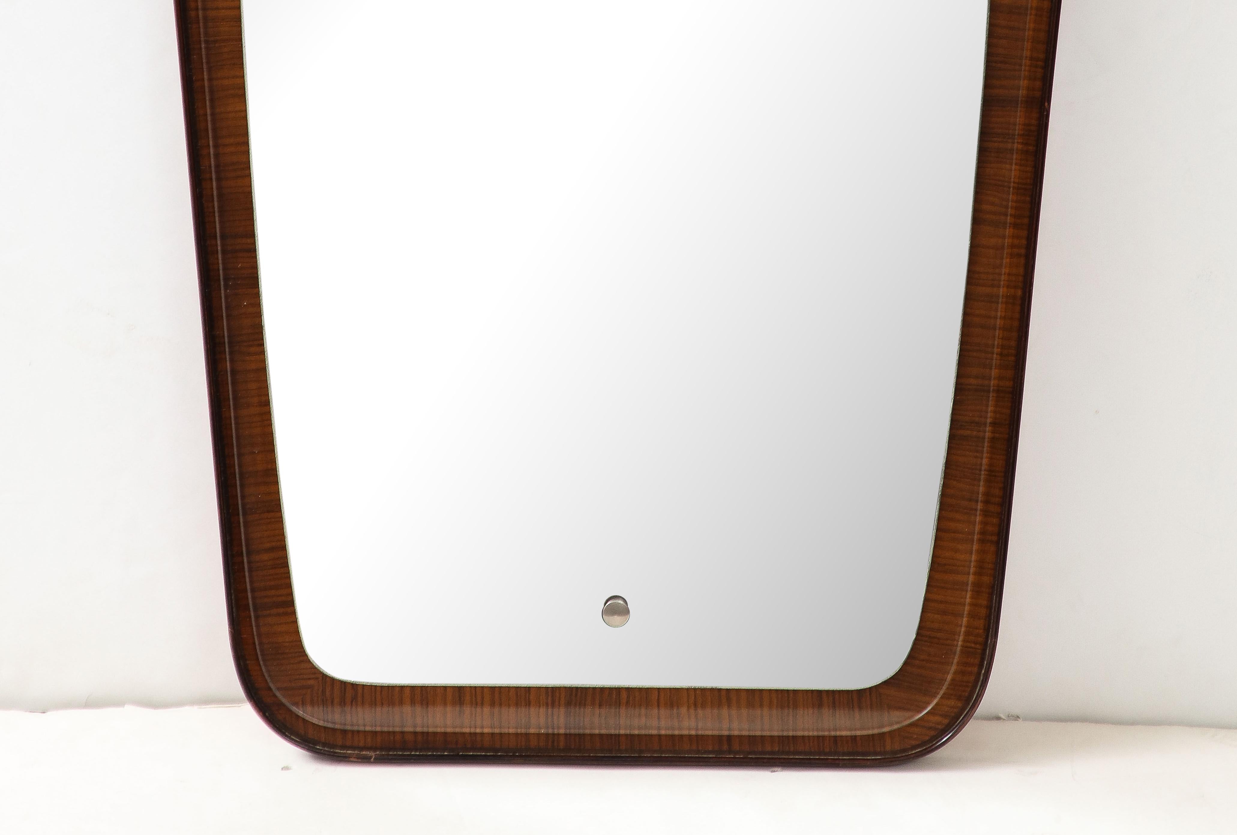 Mahogany Wall Mirror with Inlaid Metal, Italy, c. 1960 For Sale 2