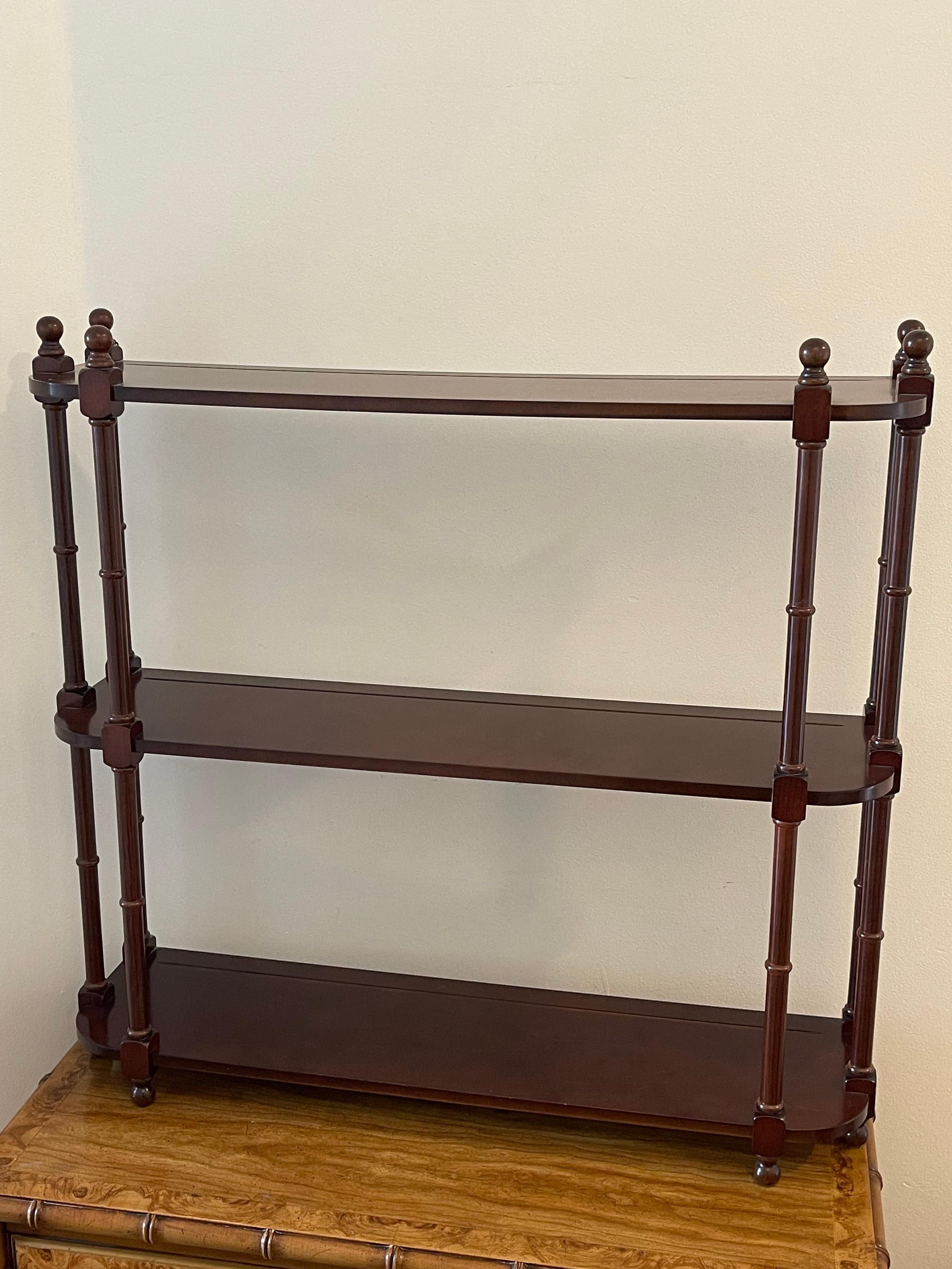 British Colonial Vintage Mahogany Wall Shelf Display For Sale