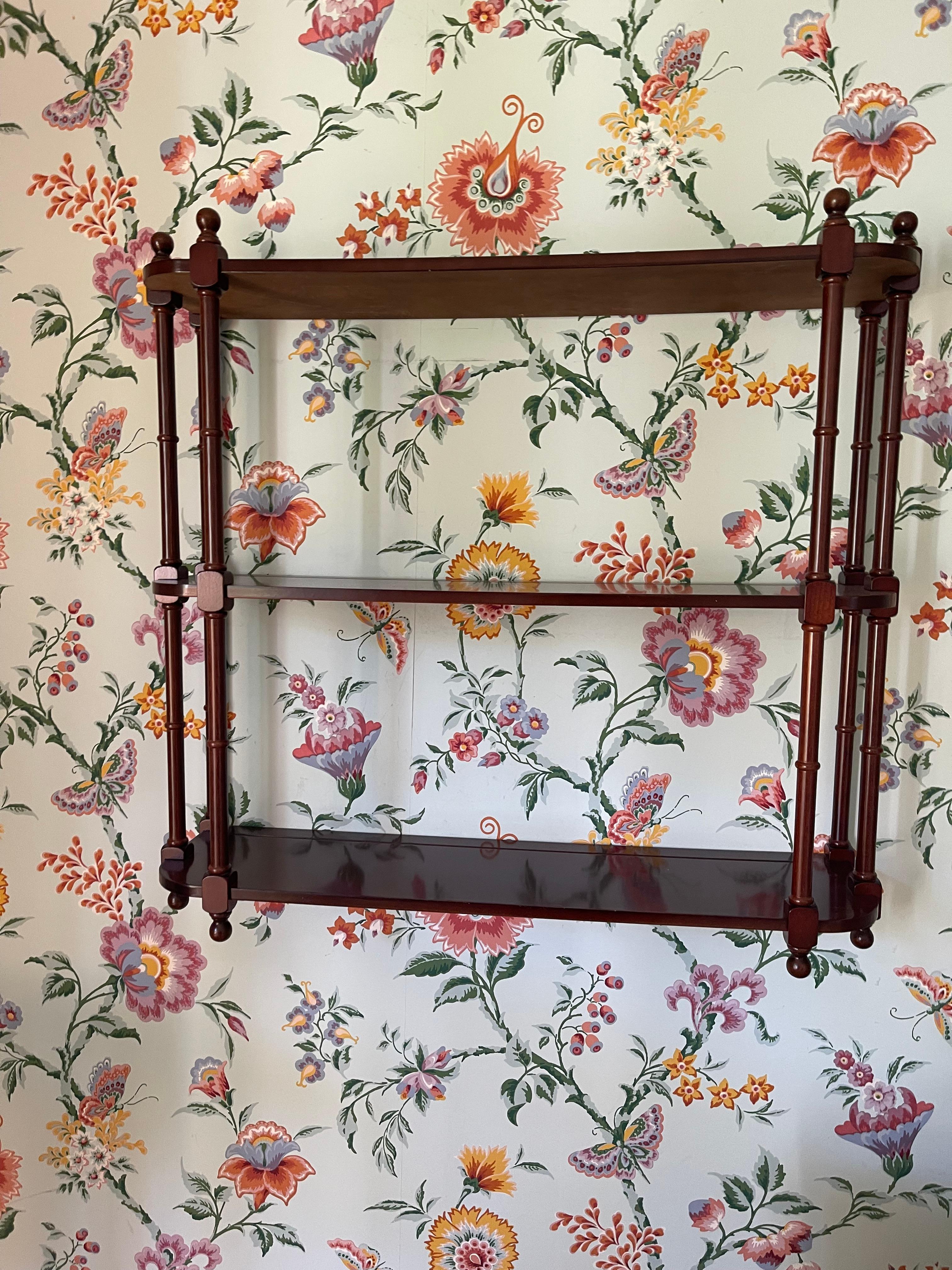 Mid-20th Century Vintage Mahogany Wall Shelf Display For Sale