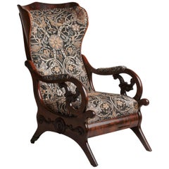 Mahogany Wingback Library Chair, England, circa 1840