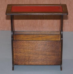 Hardwood with Faded Oxblood Leather Top Bevan Funnell Side Table Magazine Rack