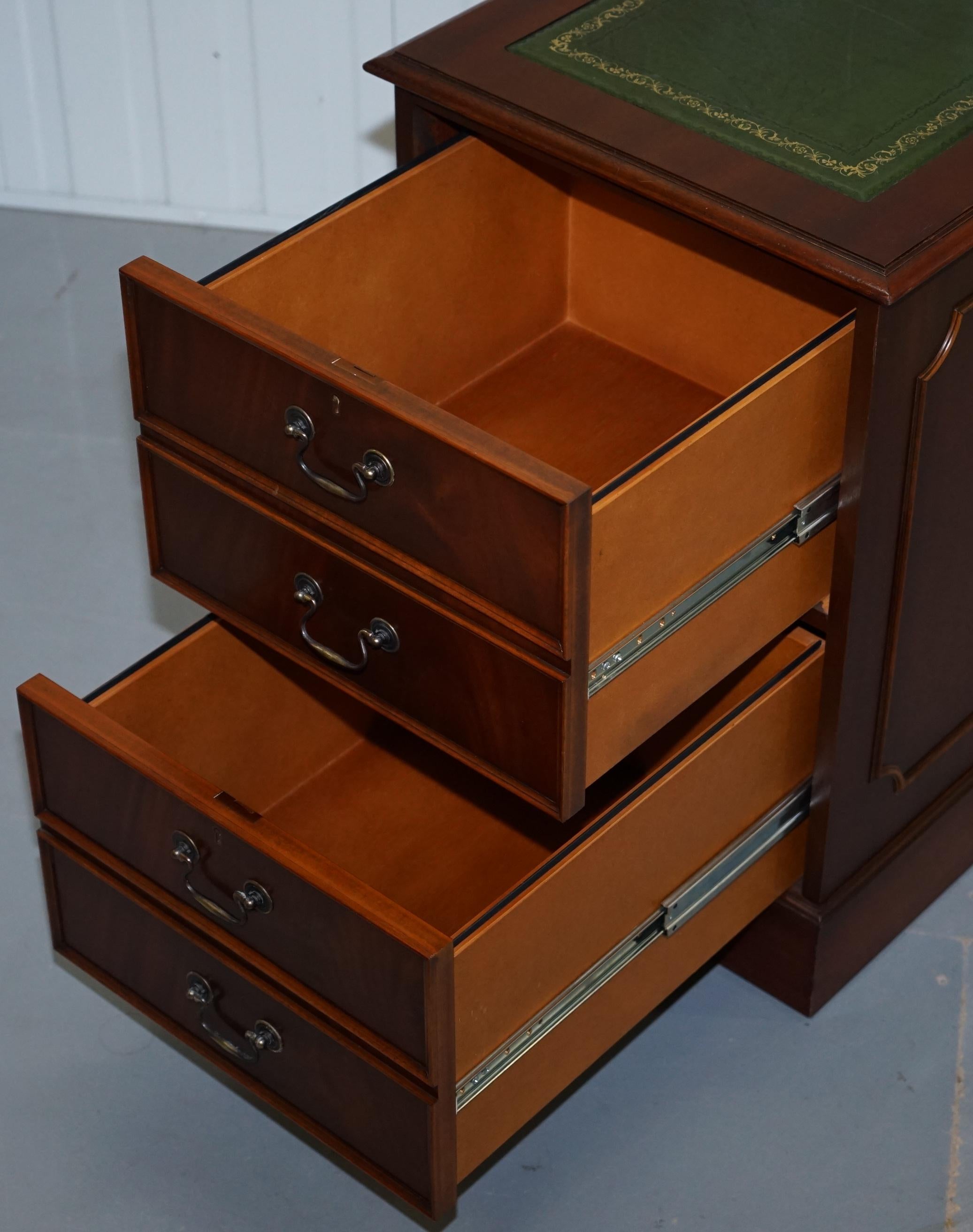 Mahogany with Green Leather Double Filing Cabinet 7