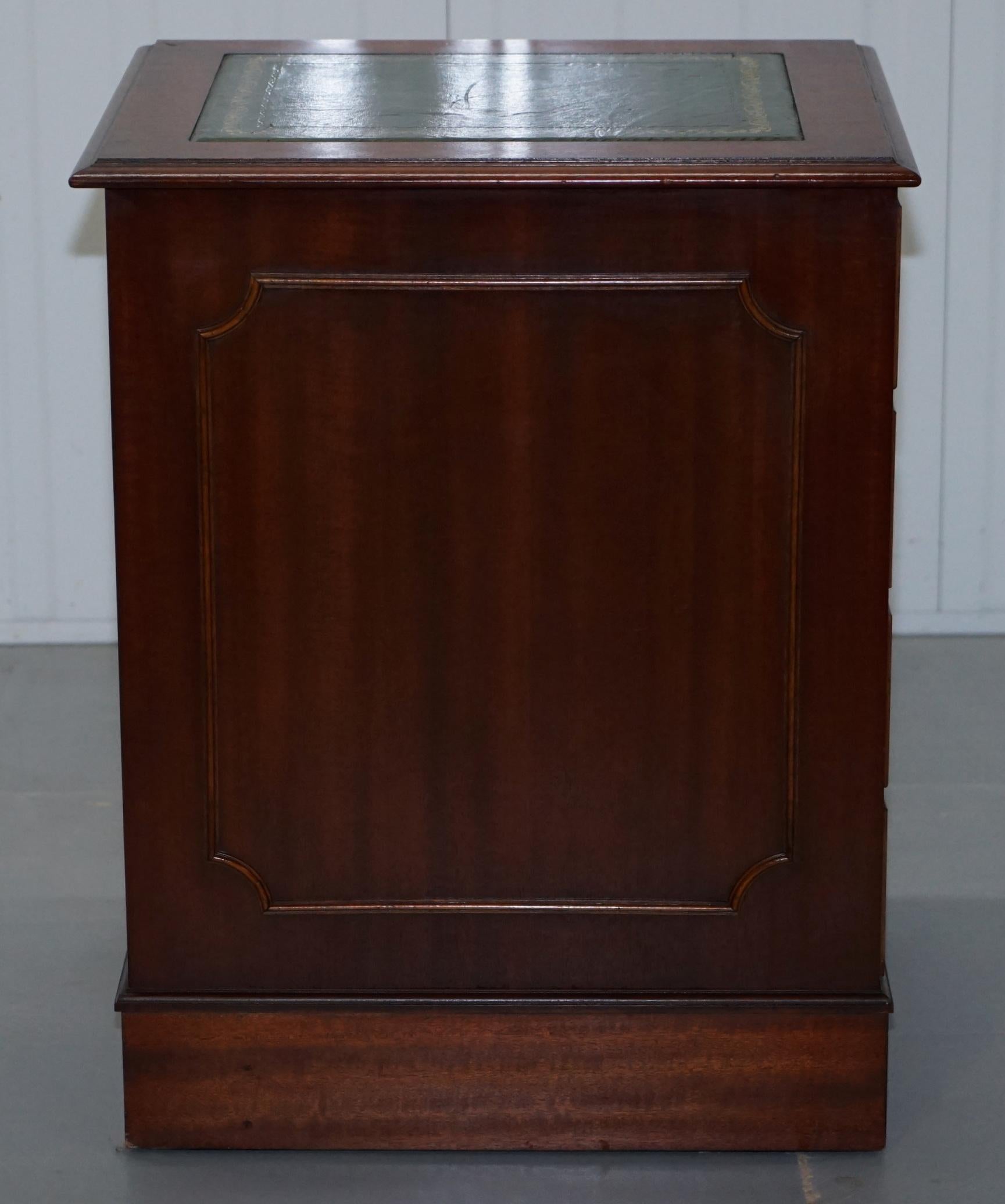 Mahogany with Green Leather Double Filing Cabinet 2