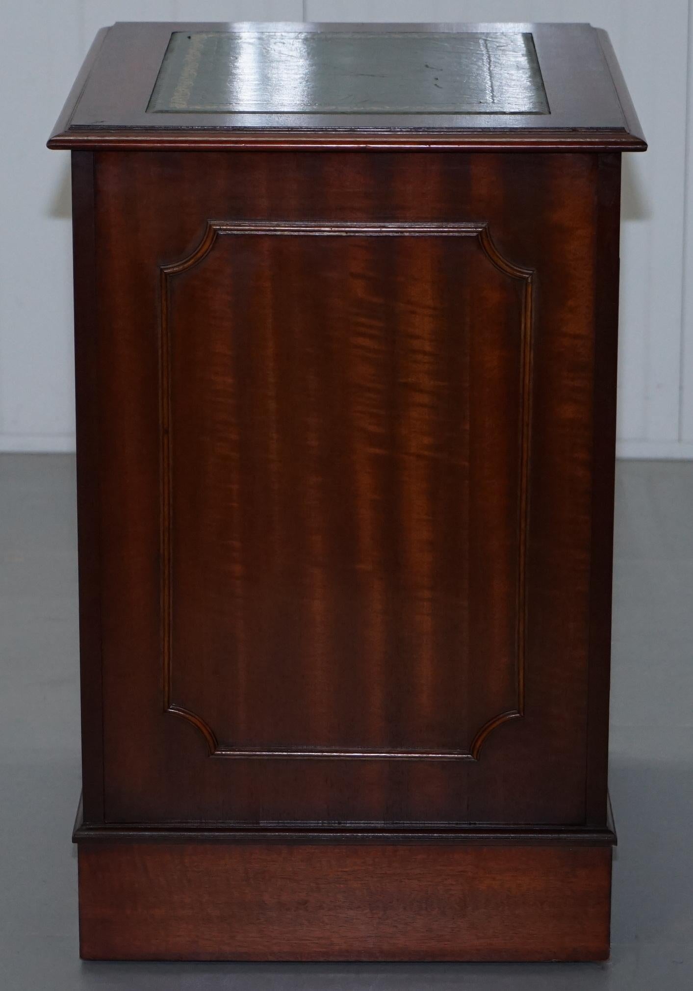 Mahogany with Green Leather Double Filing Cabinet 3