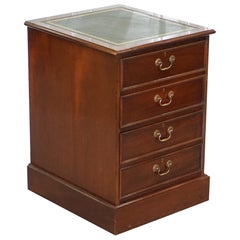 Mahogany with Green Leather Double Filing Cabinet Matching Desk Available Gold