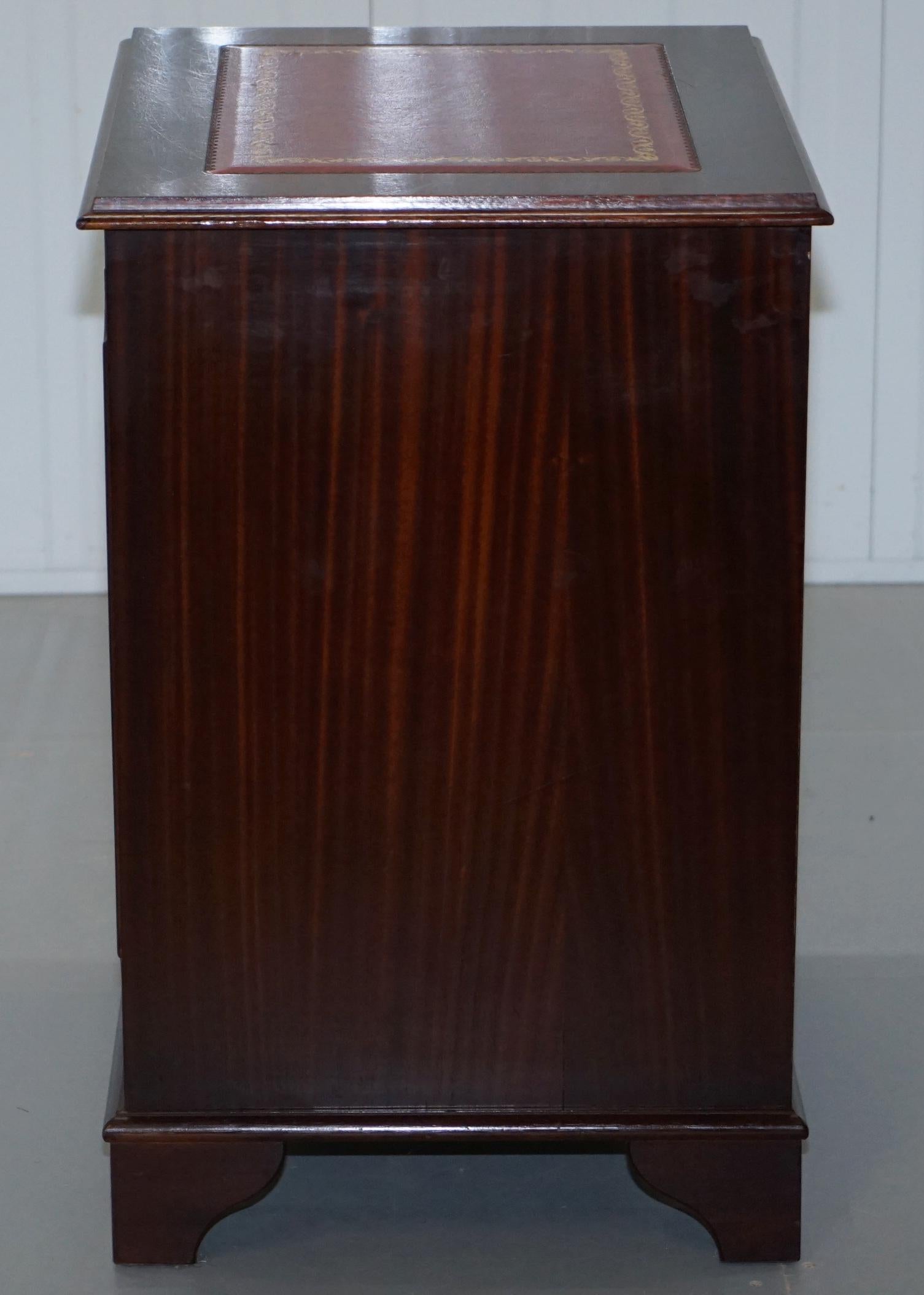 Mahogany with Oxblood Leather Double Filing Cabinet 5