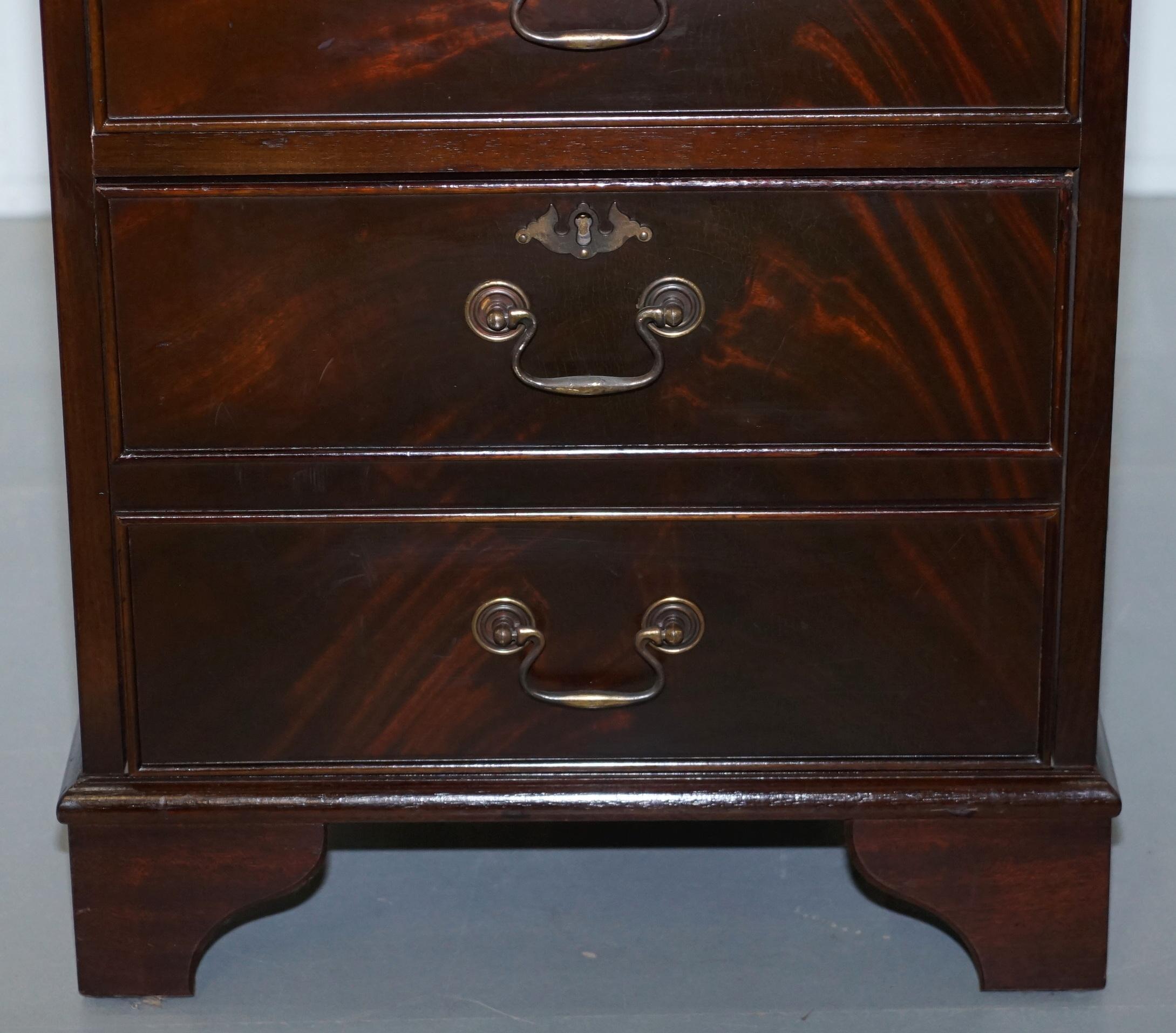 Mahogany with Oxblood Leather Double Filing Cabinet 1
