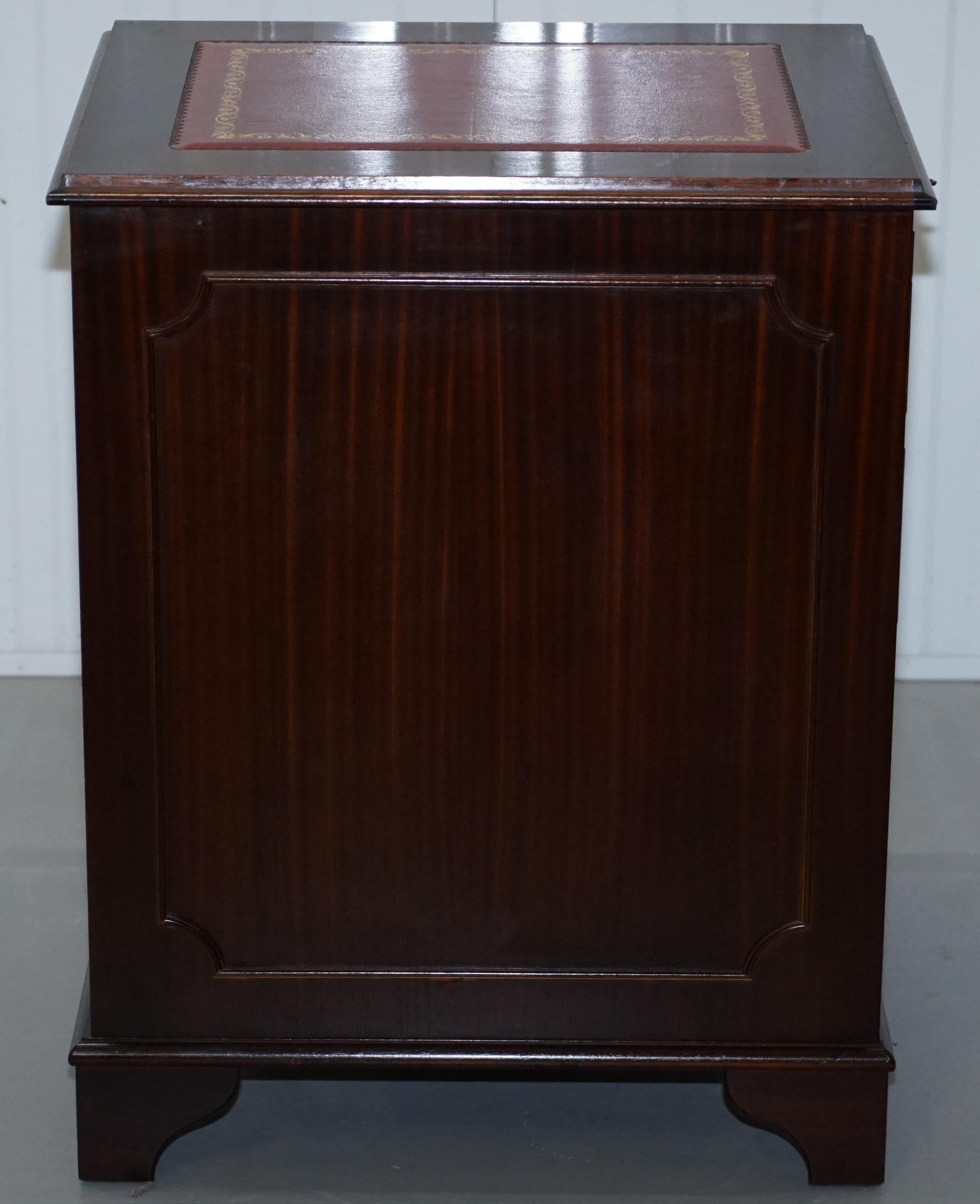 Mahogany with Oxblood Leather Double Filing Cabinet 2