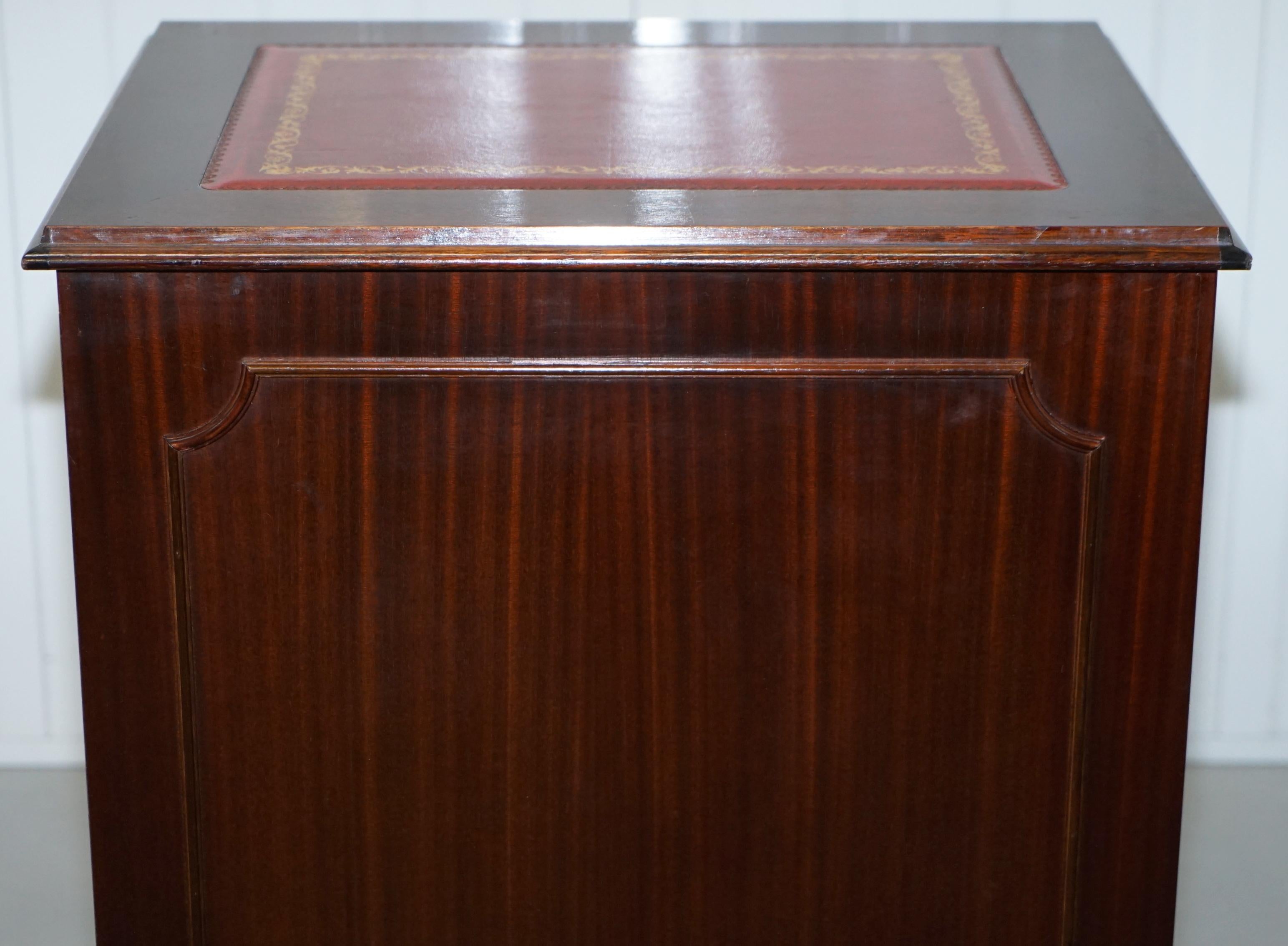 Mahogany with Oxblood Leather Double Filing Cabinet 3