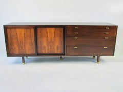 Harvey Probber Mahogany Credenza With sliding Rosewood Doors and Drawers