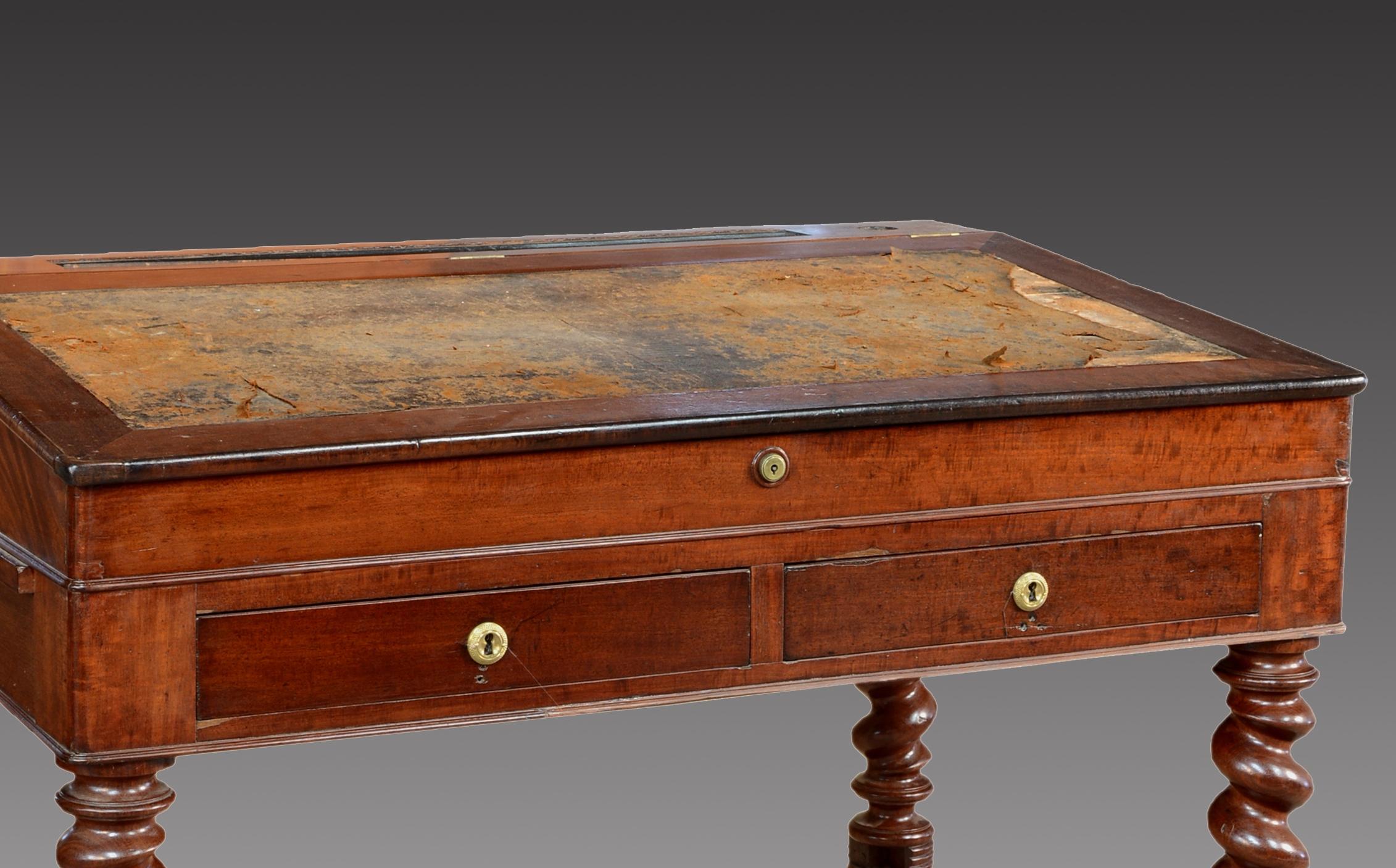 Other Mahogany Wood “Architect Desk” Table, France, 19th Century For Sale