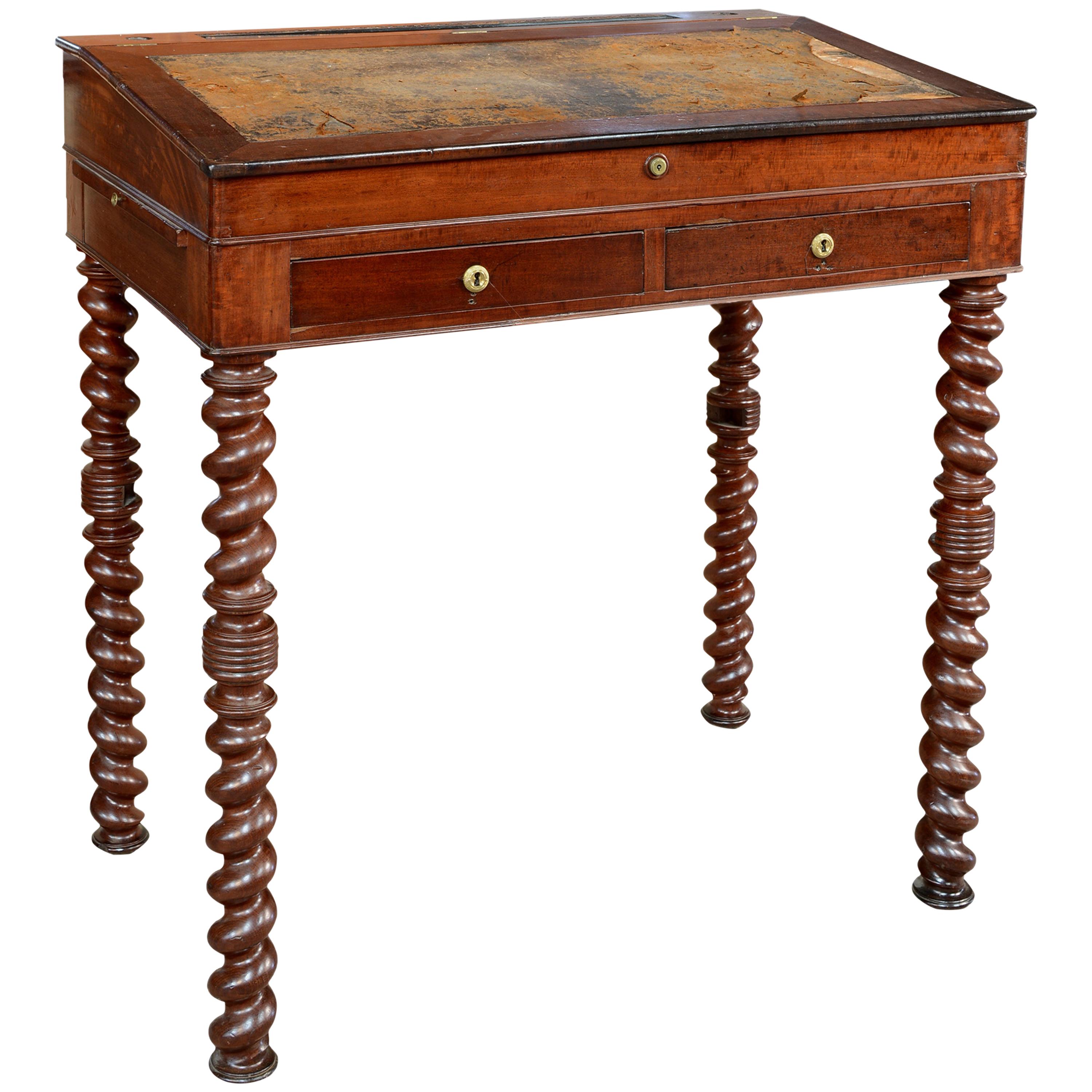 Mahogany Wood “Architect Desk” Table, France, 19th Century