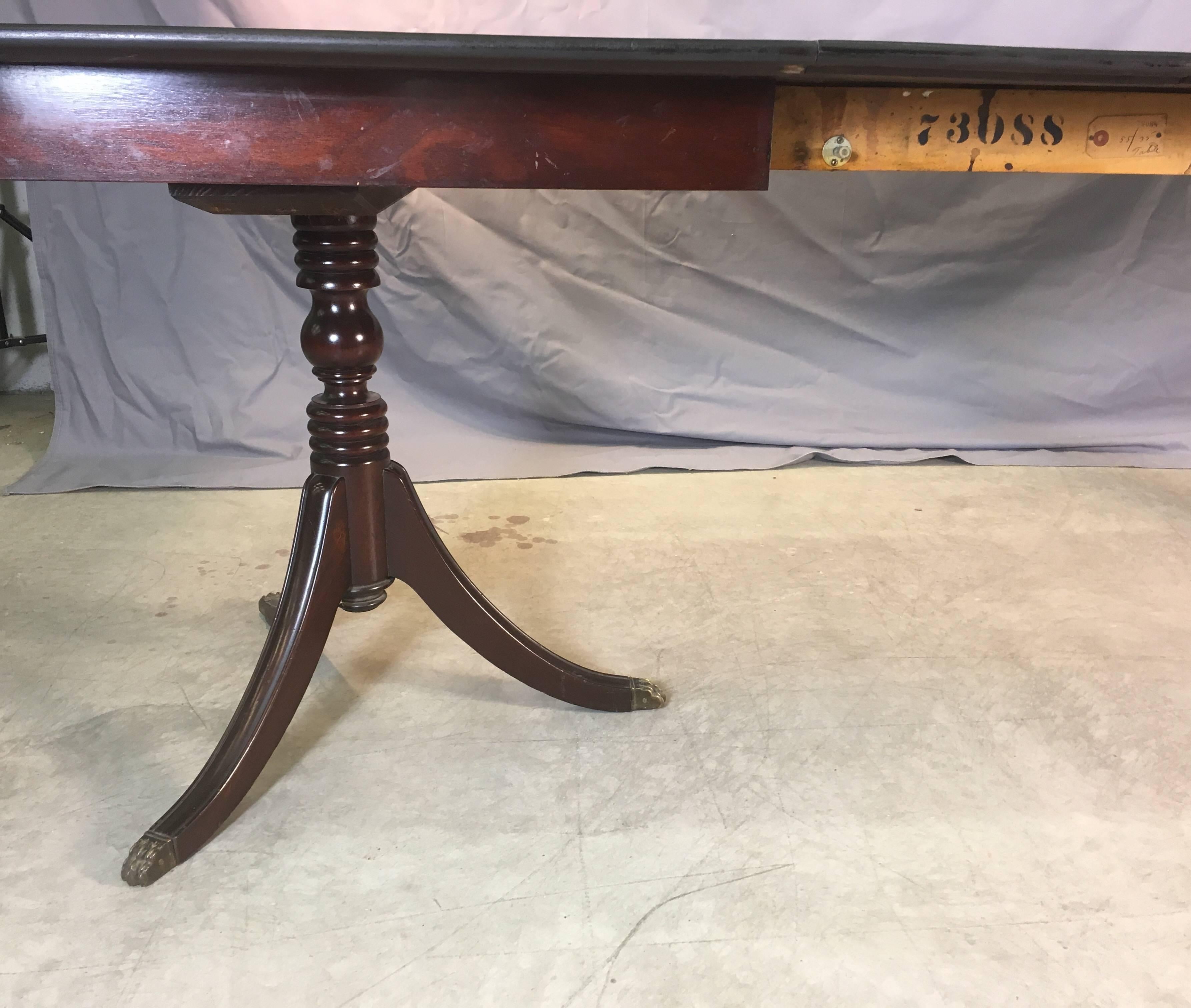 American Mahogany Wood Banquet Dining Room Table For Sale