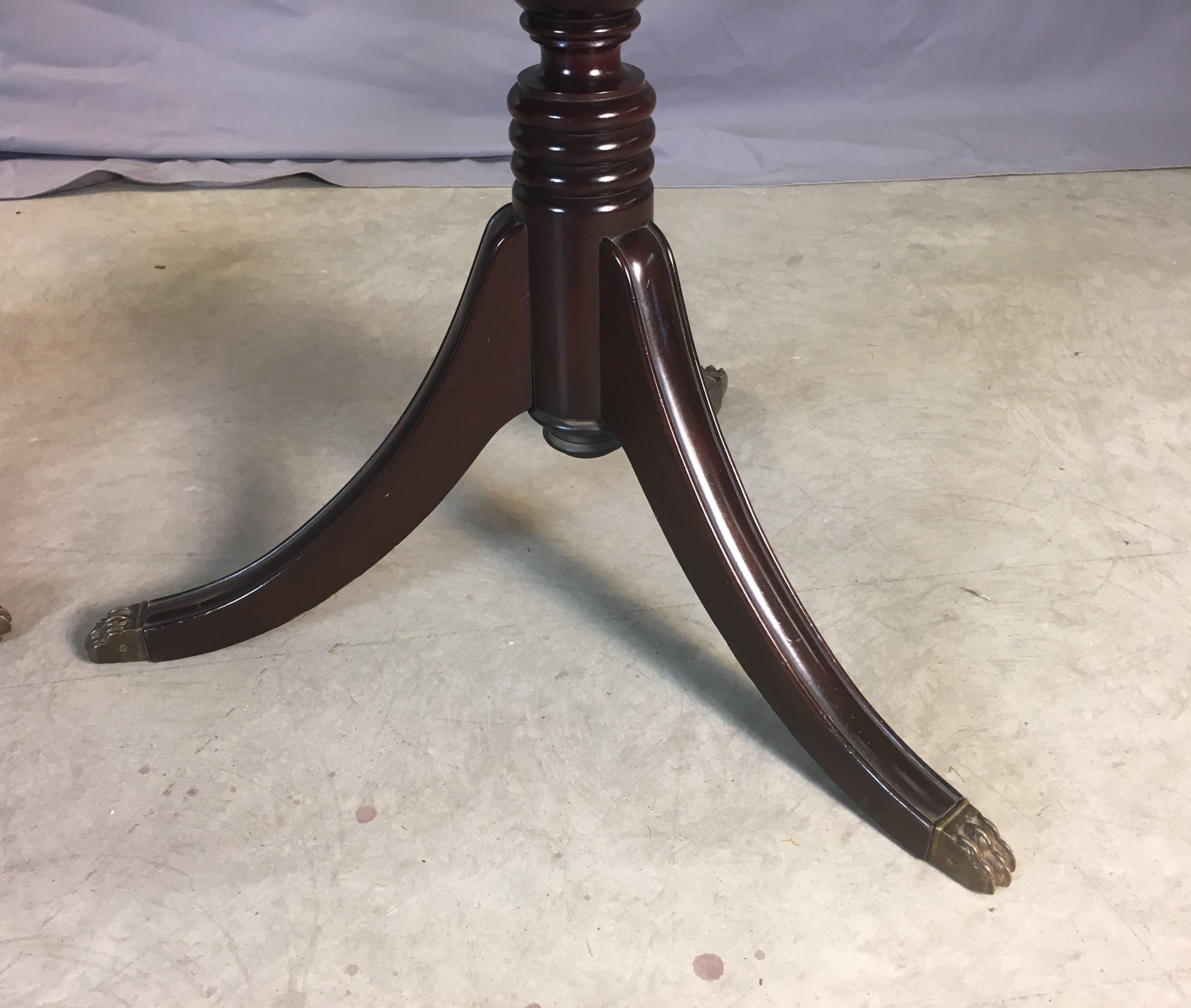 Brass Mahogany Wood Banquet Dining Room Table For Sale